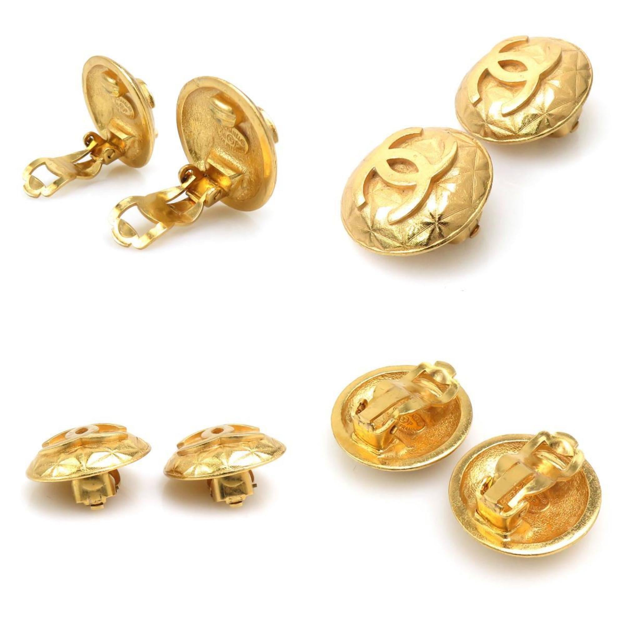 CC Logo Clip-On Earrings Gold-Tone Metal Gold-Tone Metal