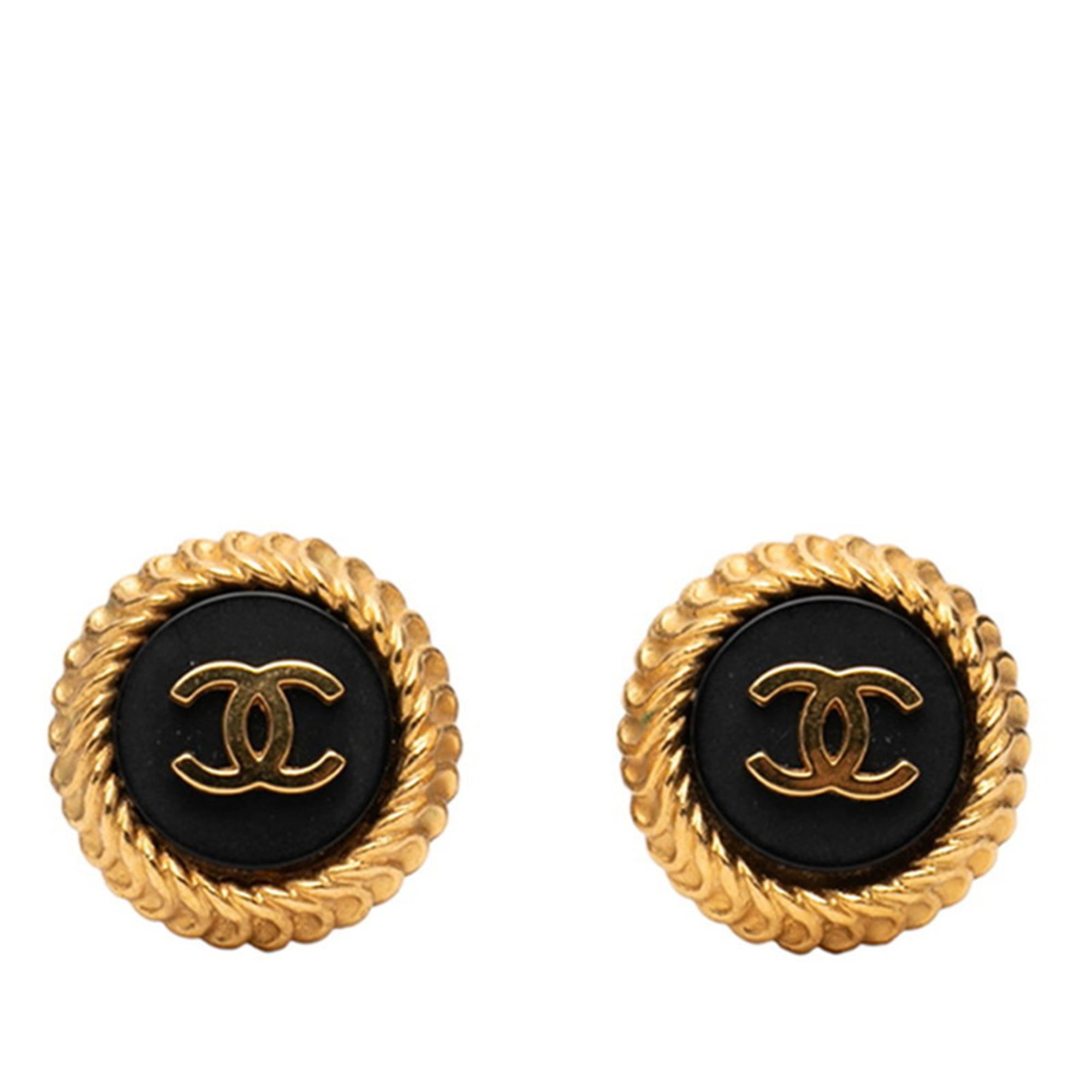 CC Logo Clip-On Earrings Gold-Tone Metal