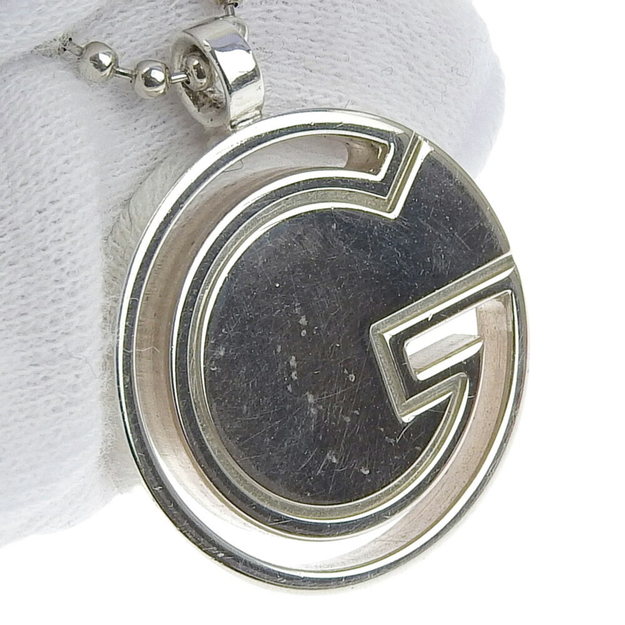 Round G Ball Chain Pendant Necklace Sterling Silver