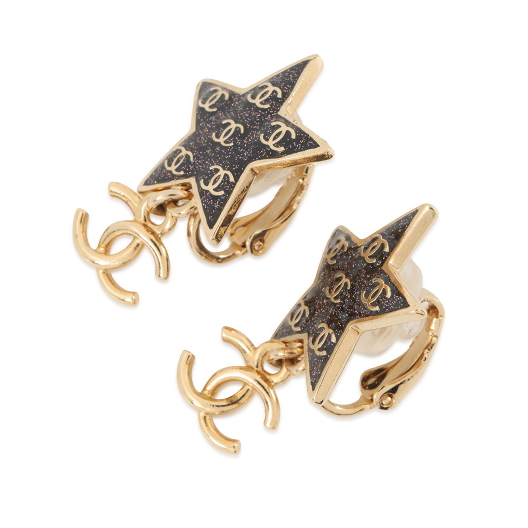 CC Logo Star Clip-On Earrings Metal