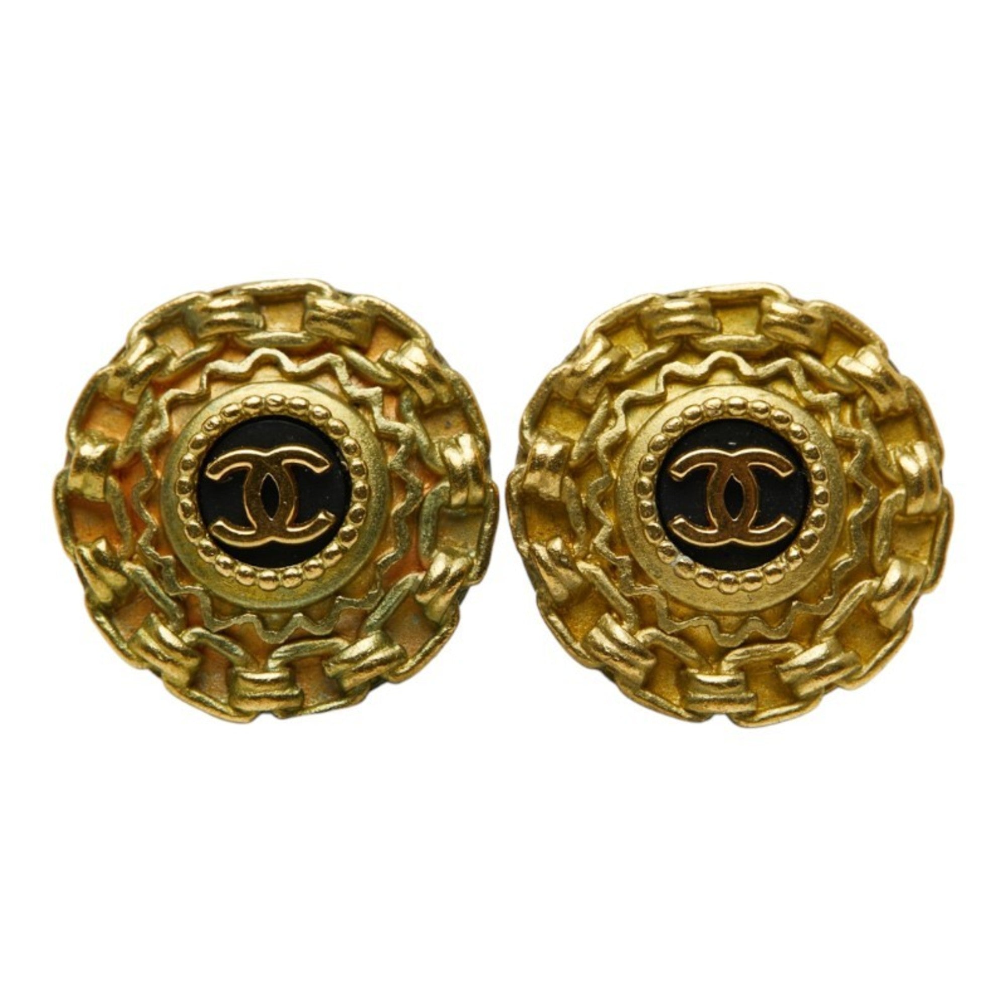 CC Logo Clip-On Earrings Metal Gold-Tone Metal