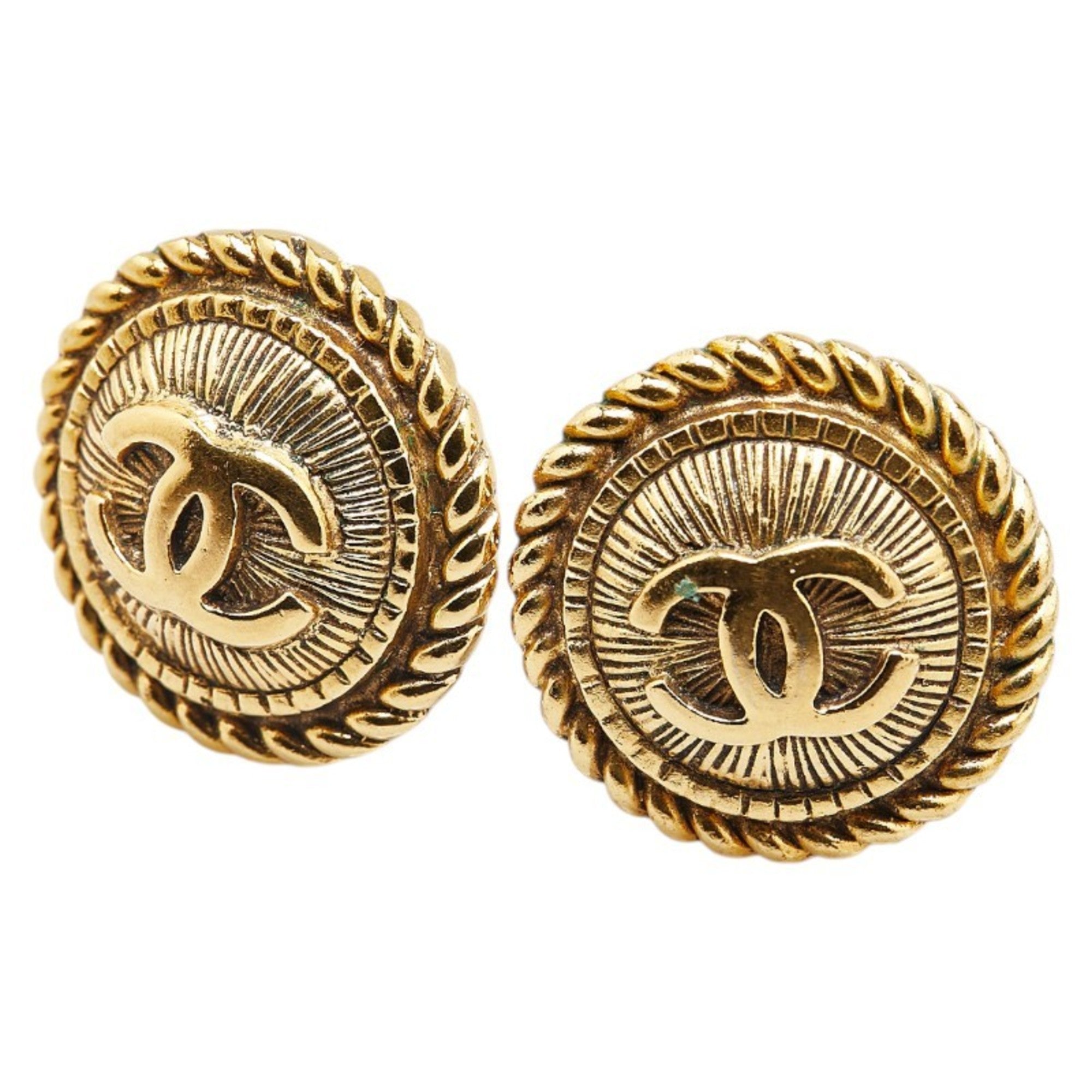 CC Logo Clip-On Earrings Metal Gold-Tone Metal