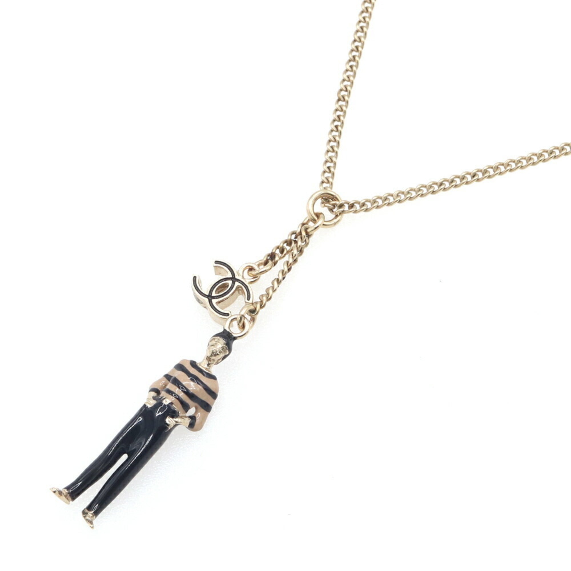 Pendant Necklace Metal Long Matte Gold
