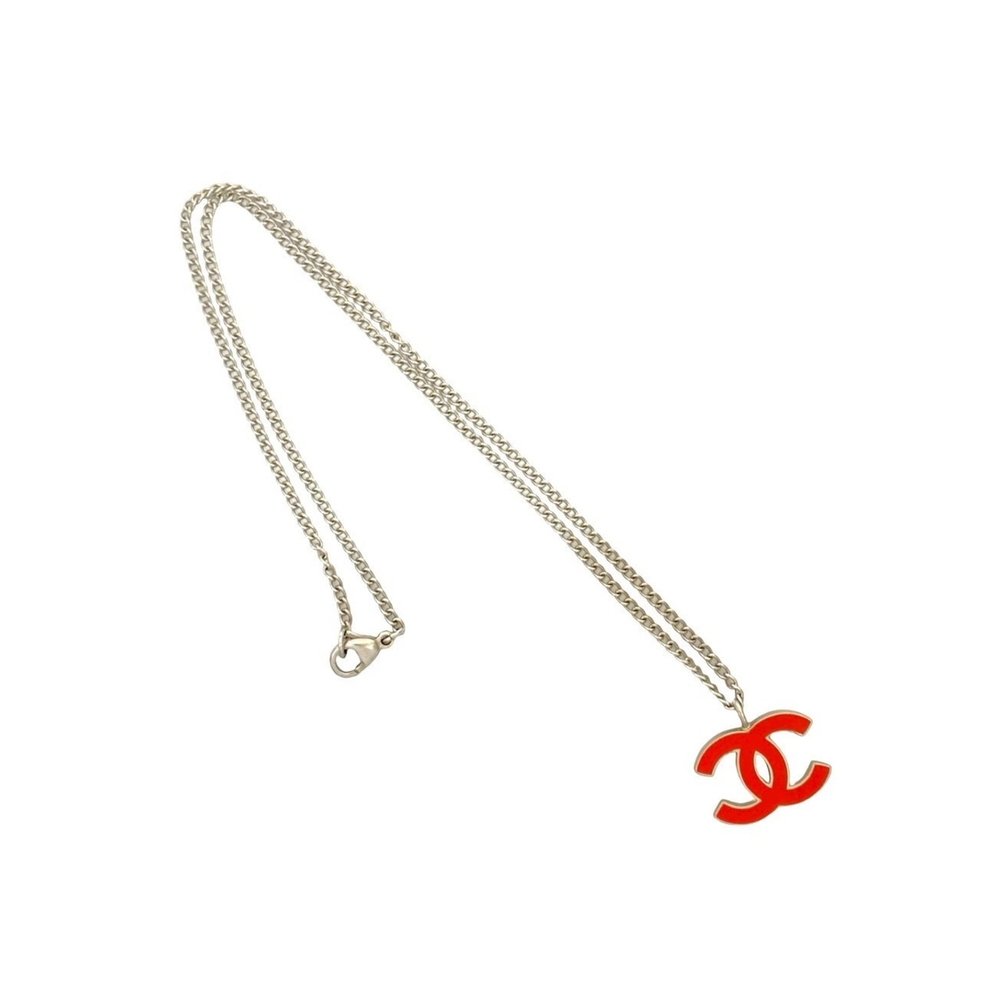 CC Logo Chain Pendant Necklace Sterling Silver
