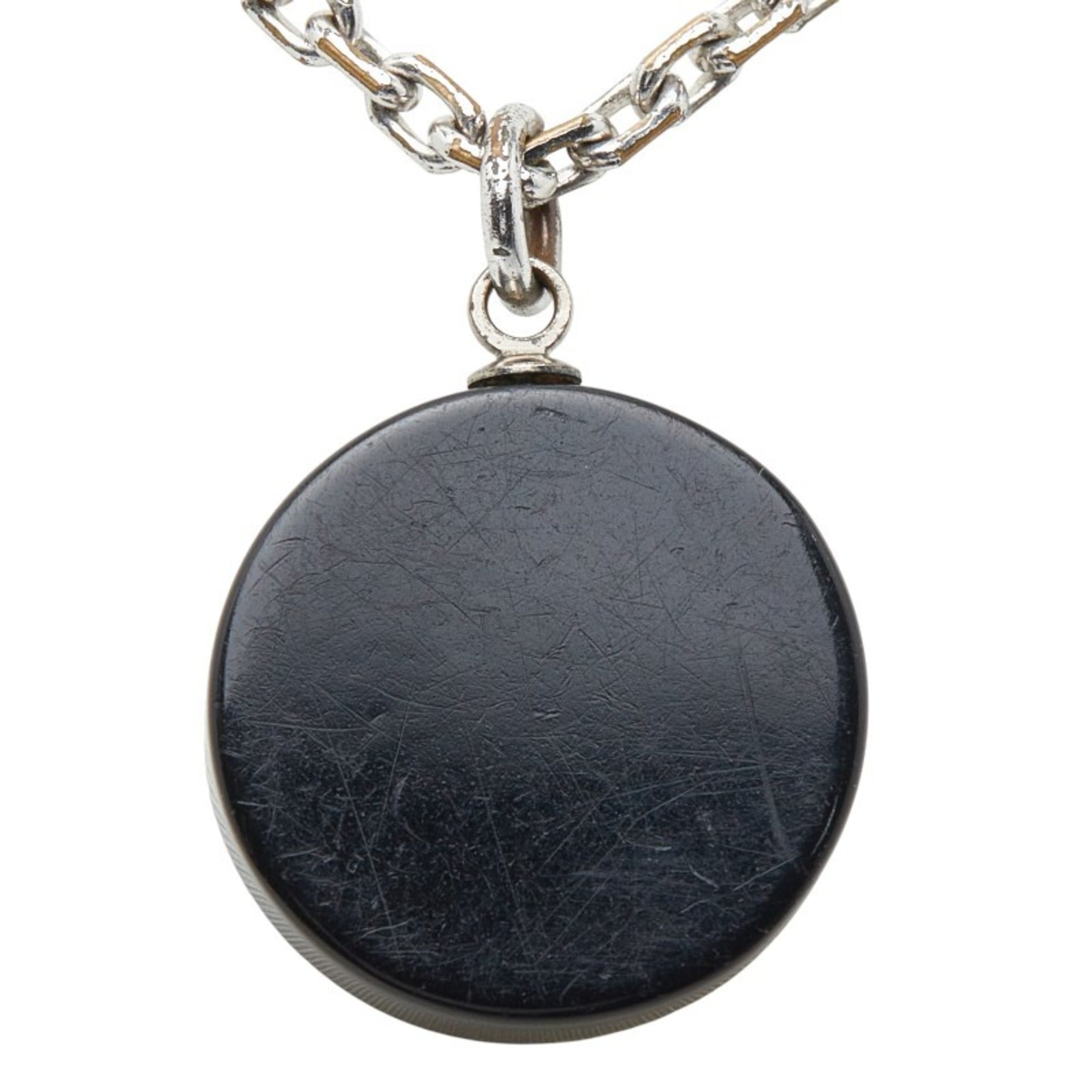 CC Logo Pendant Necklace Silver-Tone Metal