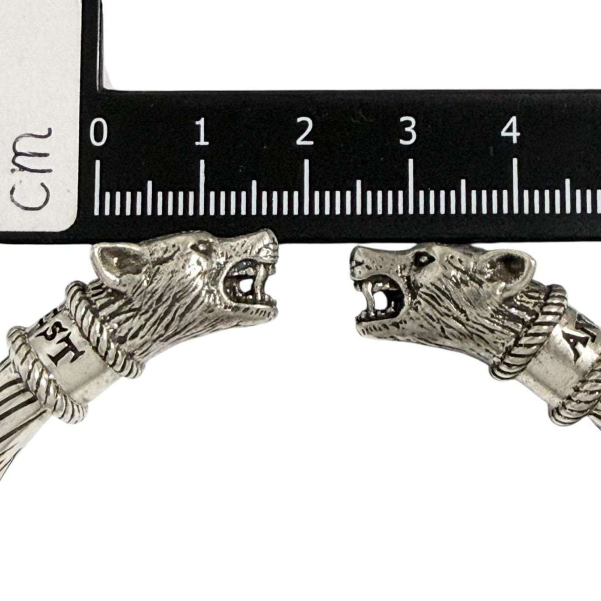 Anger Forest Wolf Bangle Sterling Silver Bracelet