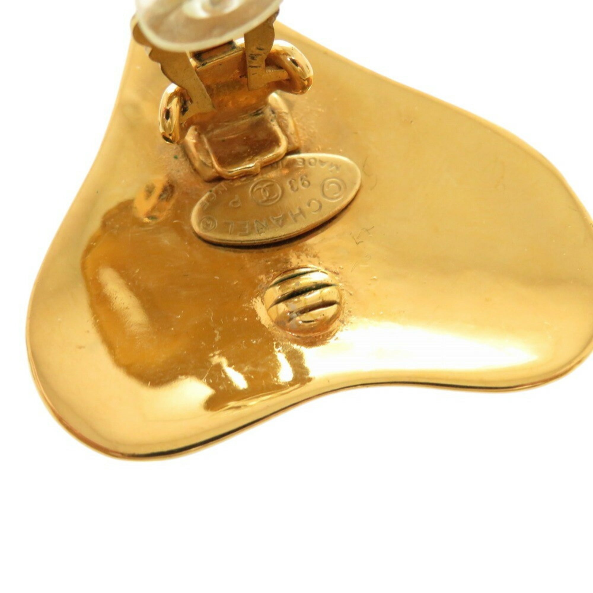CC Logo Heart Clip-On Earrings Gold-Tone Metal Gold-Tone Metal