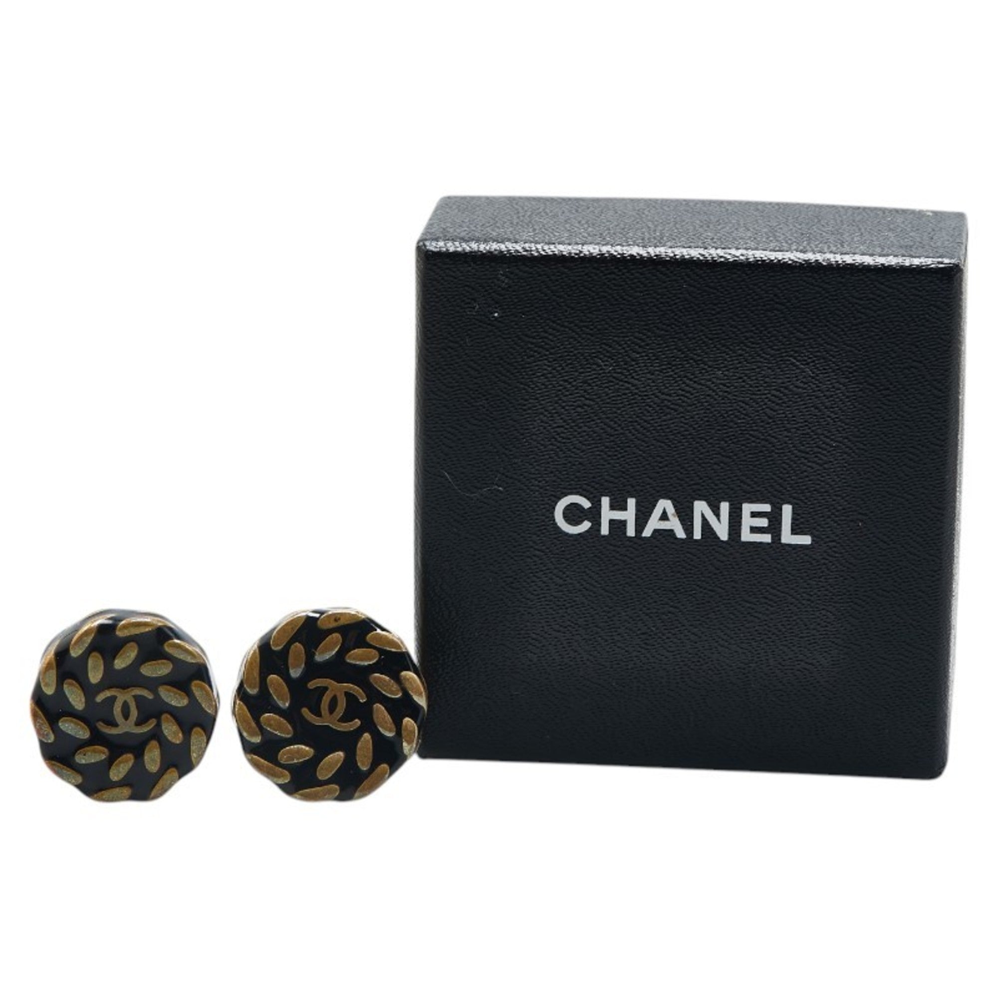 CC Logo Round Clip-On Earrings Gold-Tone Metal Gold-Tone Metal