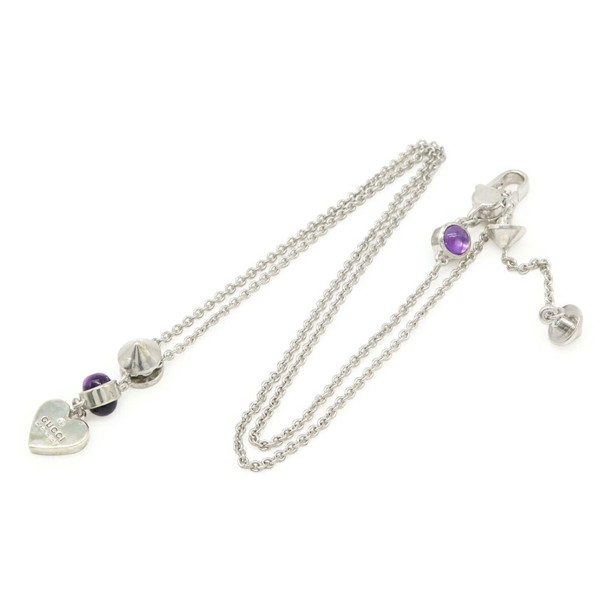 Trademark Heart Motif Pendant Necklace Sterling Silver with Colored Stones