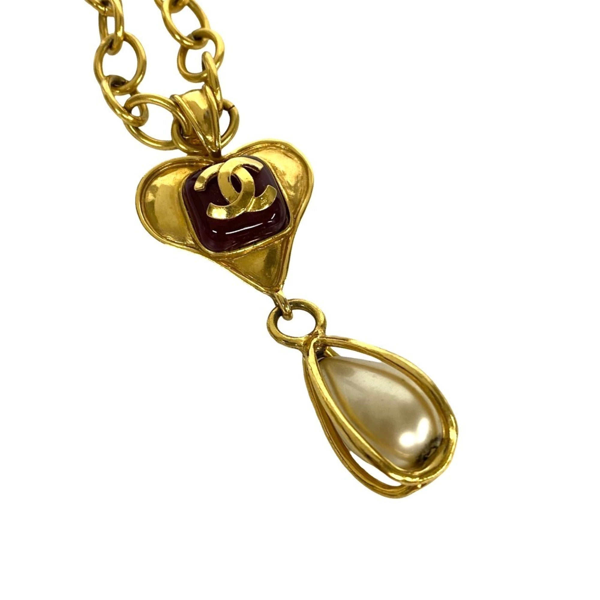 CC Logo Heart Pendant Necklace Metal