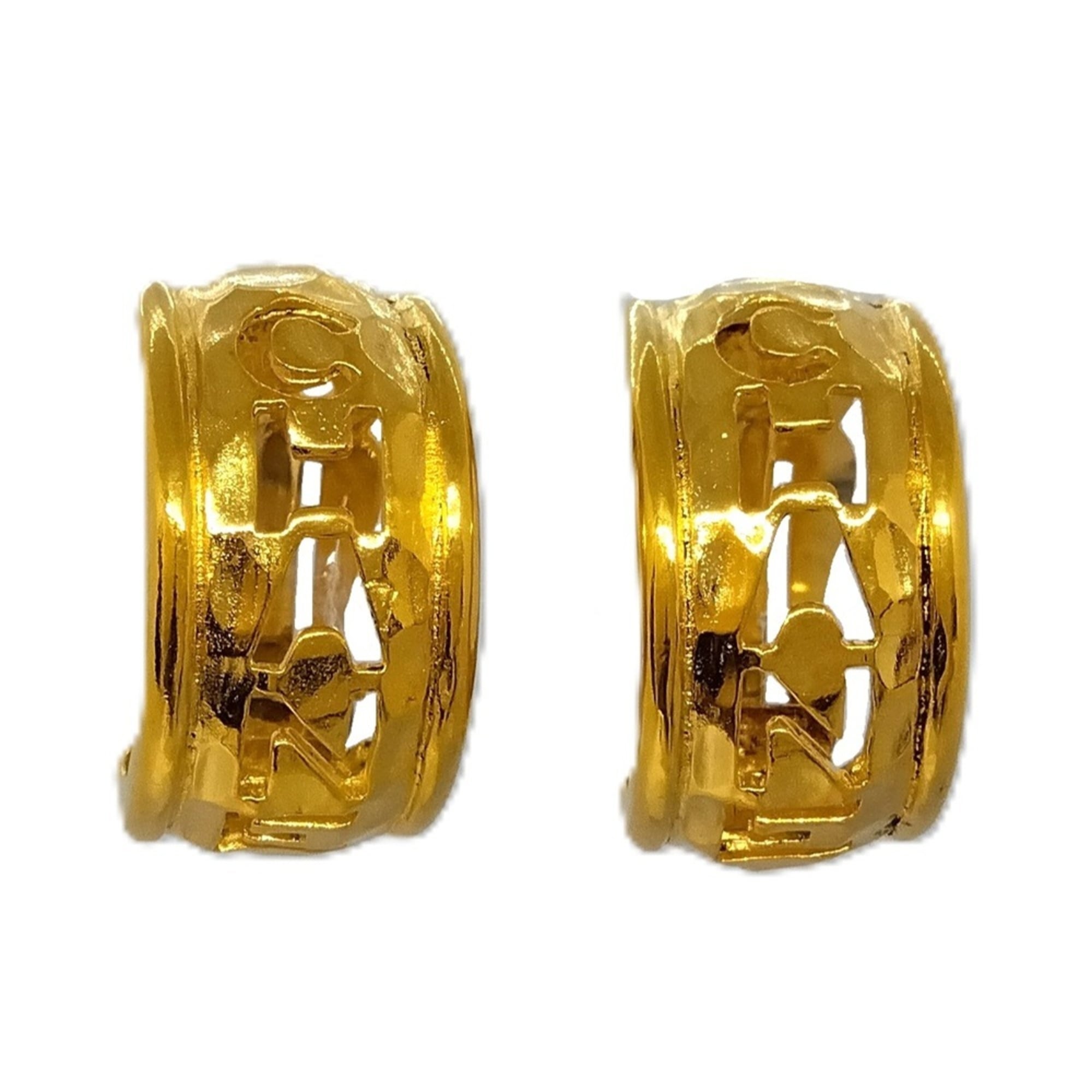 Clip-On Earrings Logo Hoop Gold-Tone Metal