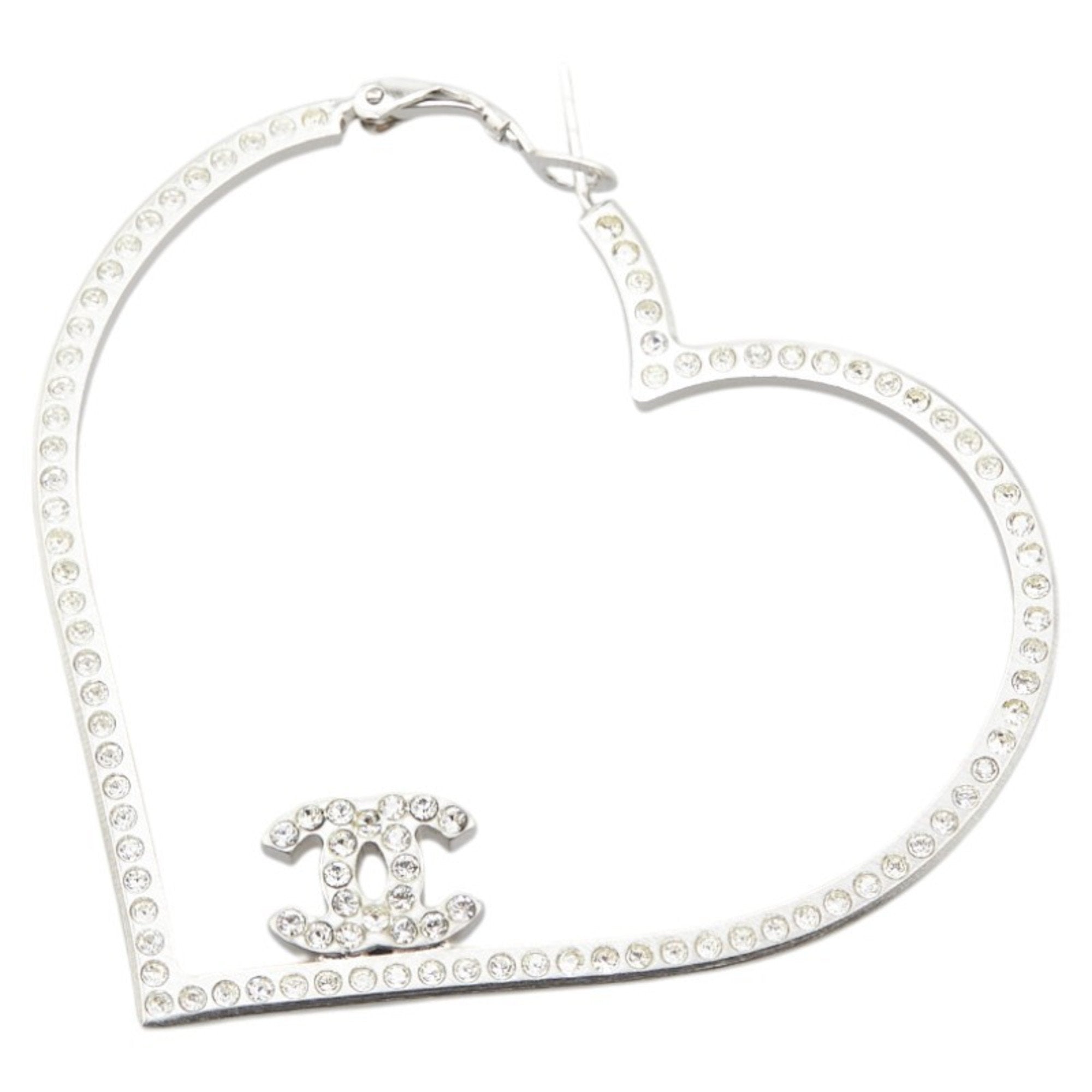 CC Logo Heart Earrings Silver-Tone Metal Silver-Tone Metal