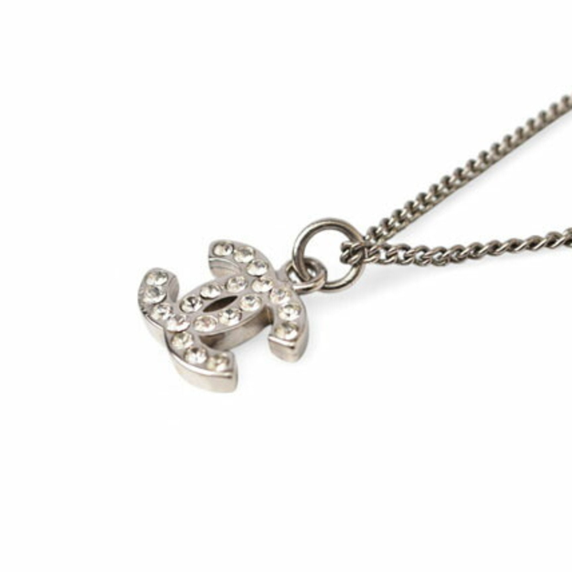 CC Logo Pendant Necklace Silver-Tone Metal