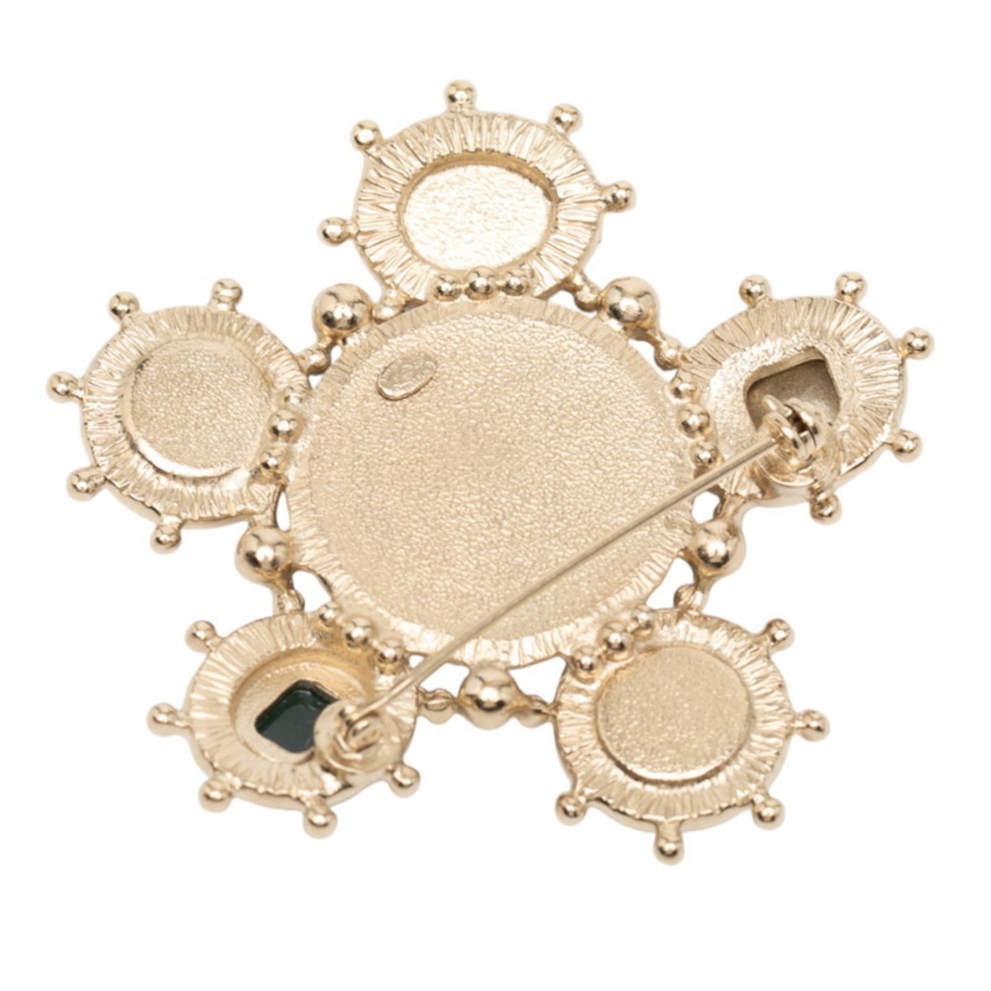 CC Logo Brooch Gold-Tone Metal