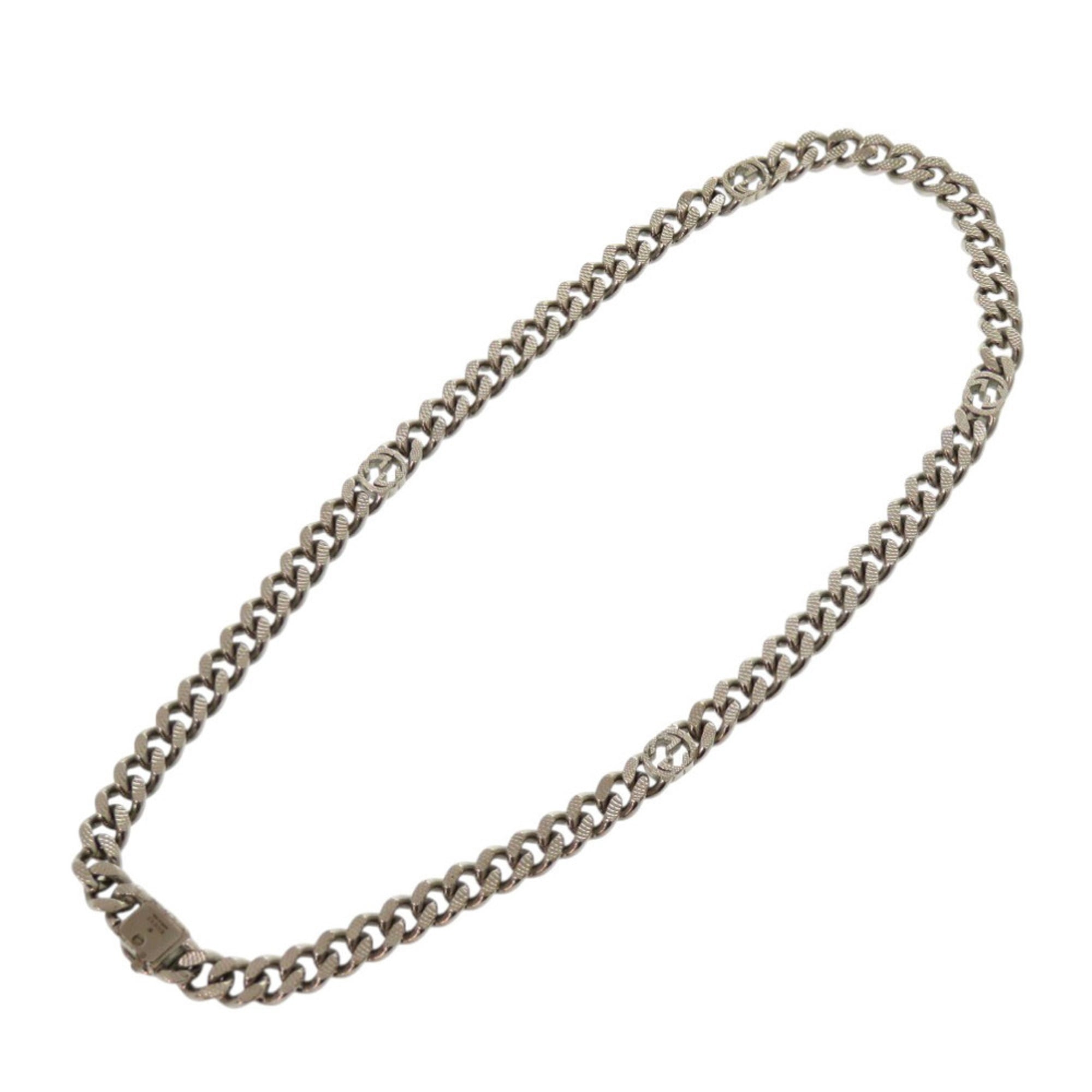Interlocking G Pendant Necklace Metal Silver