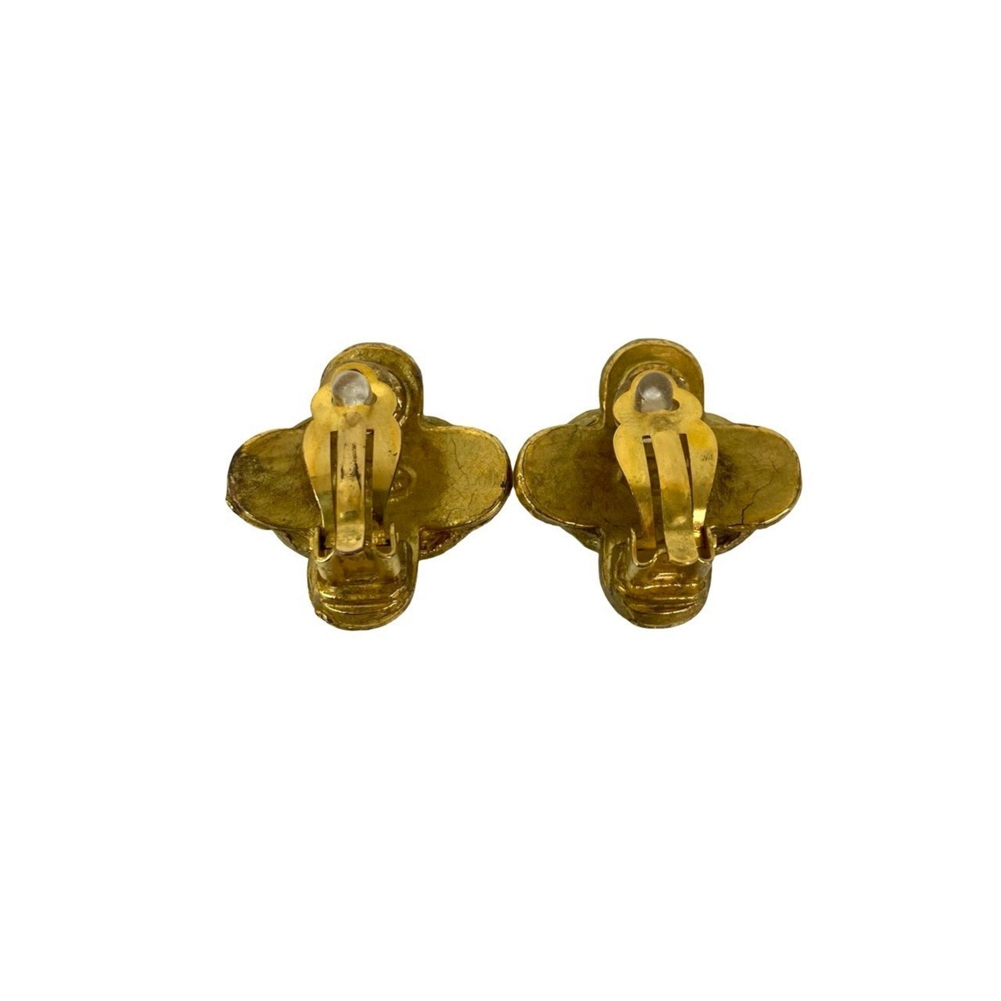CC Logo Clip-On Earrings Metal Gold-Tone Metal