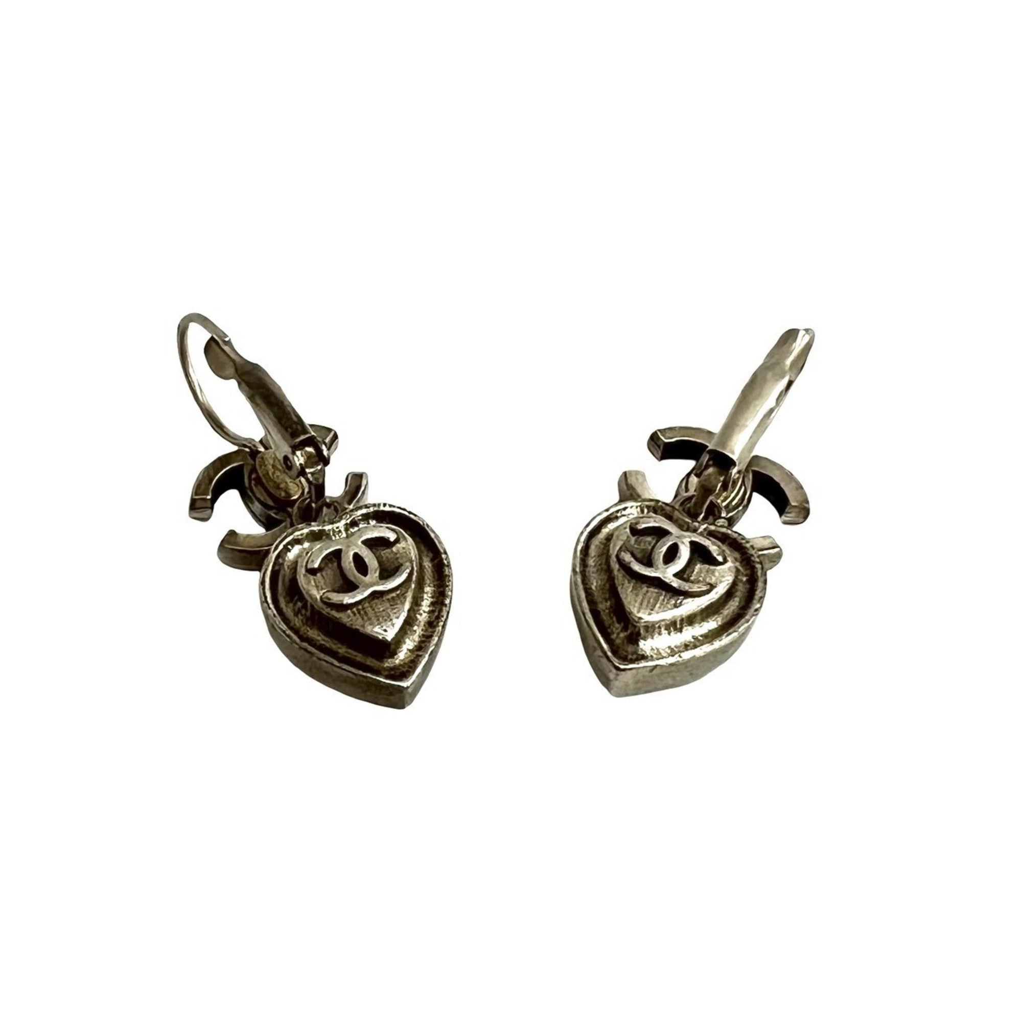 CC Logo Heart Earrings Sterling Silver