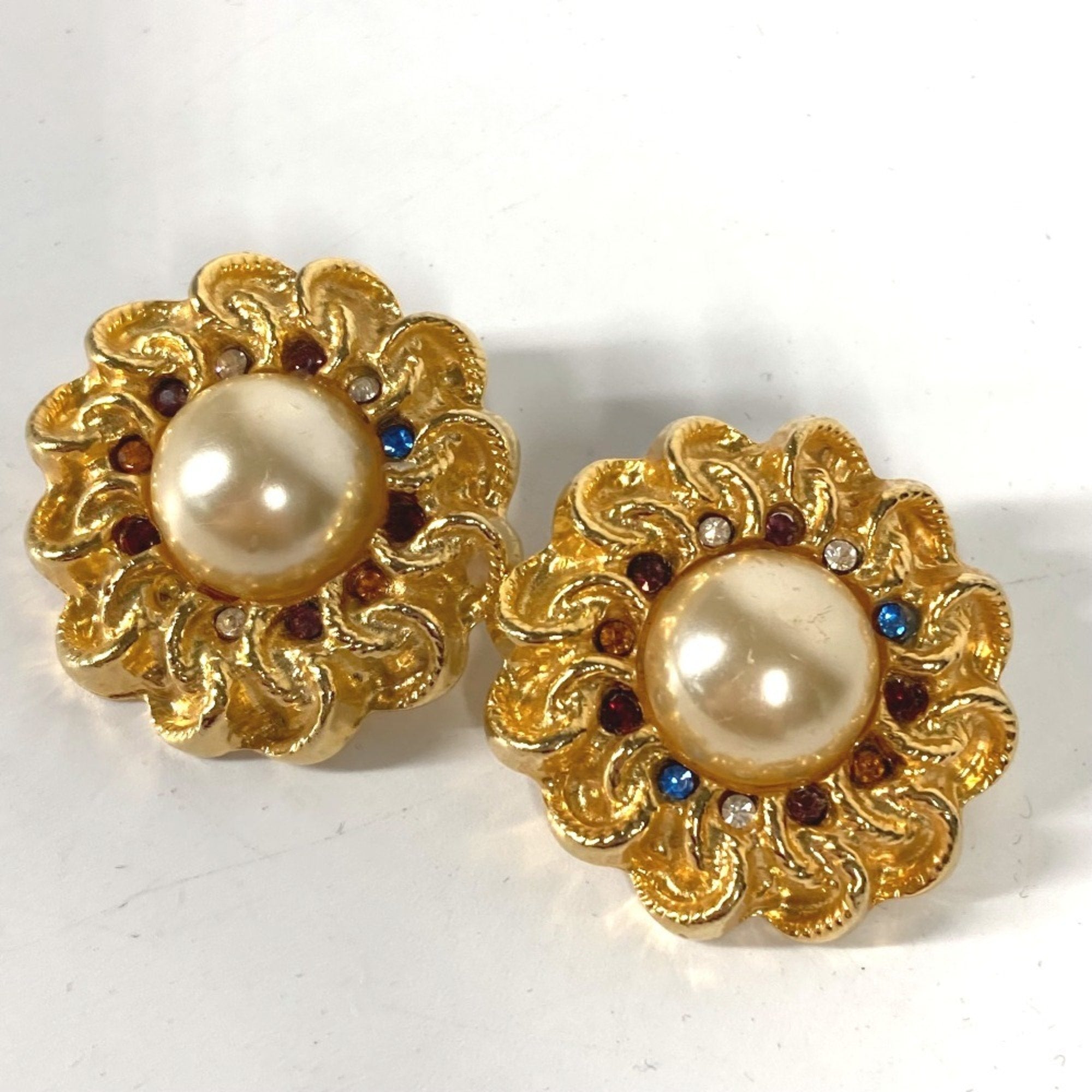 Vintage Earrings Pearl Silver-Tone Metal