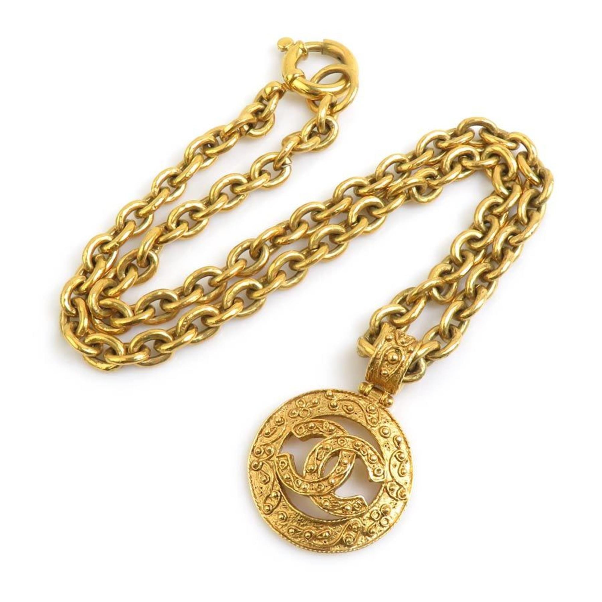 CC Logo Pendant Necklace Gold-Tone Metal