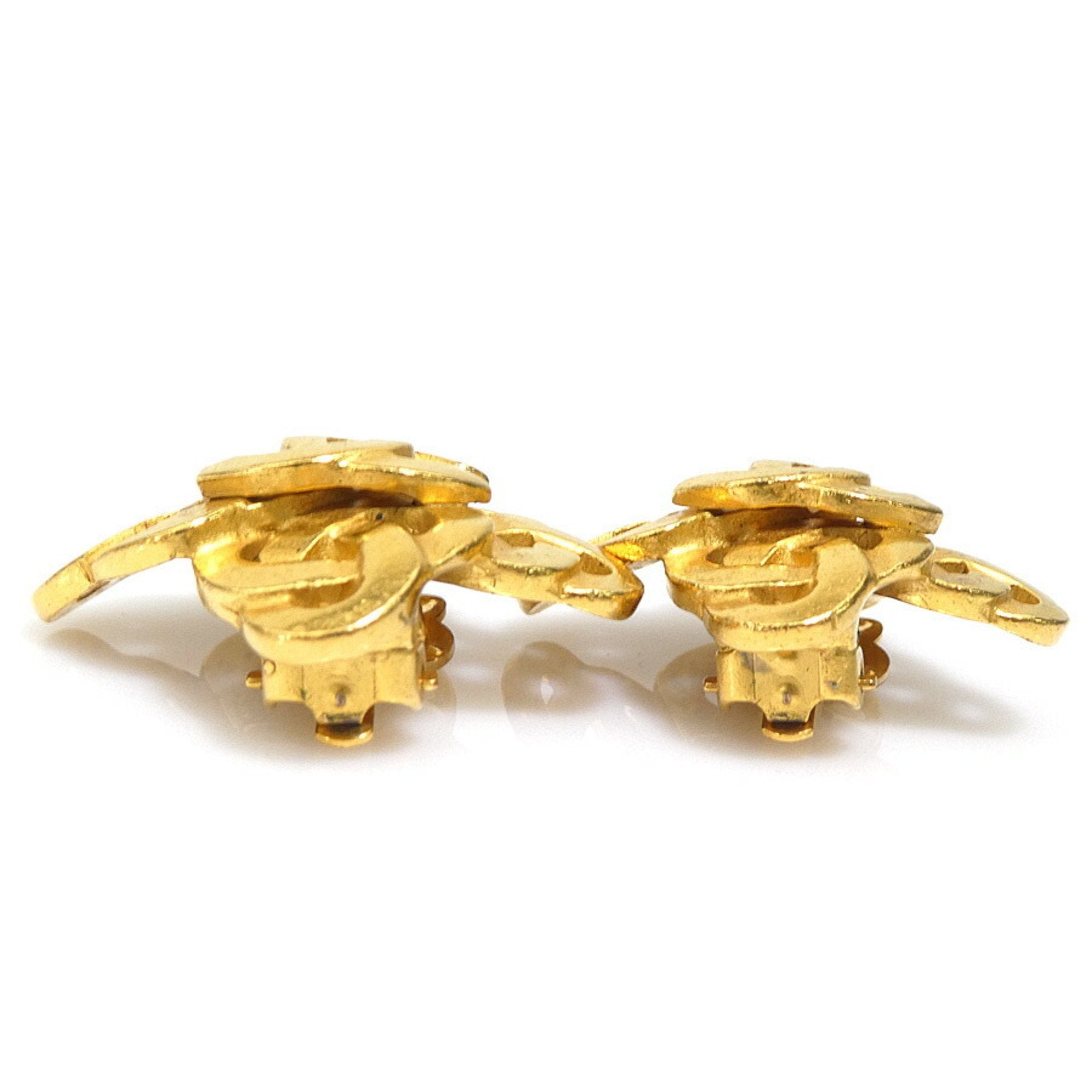 CC Logo Clip-On Earrings Gold-Tone Metal Gold-Tone Metal