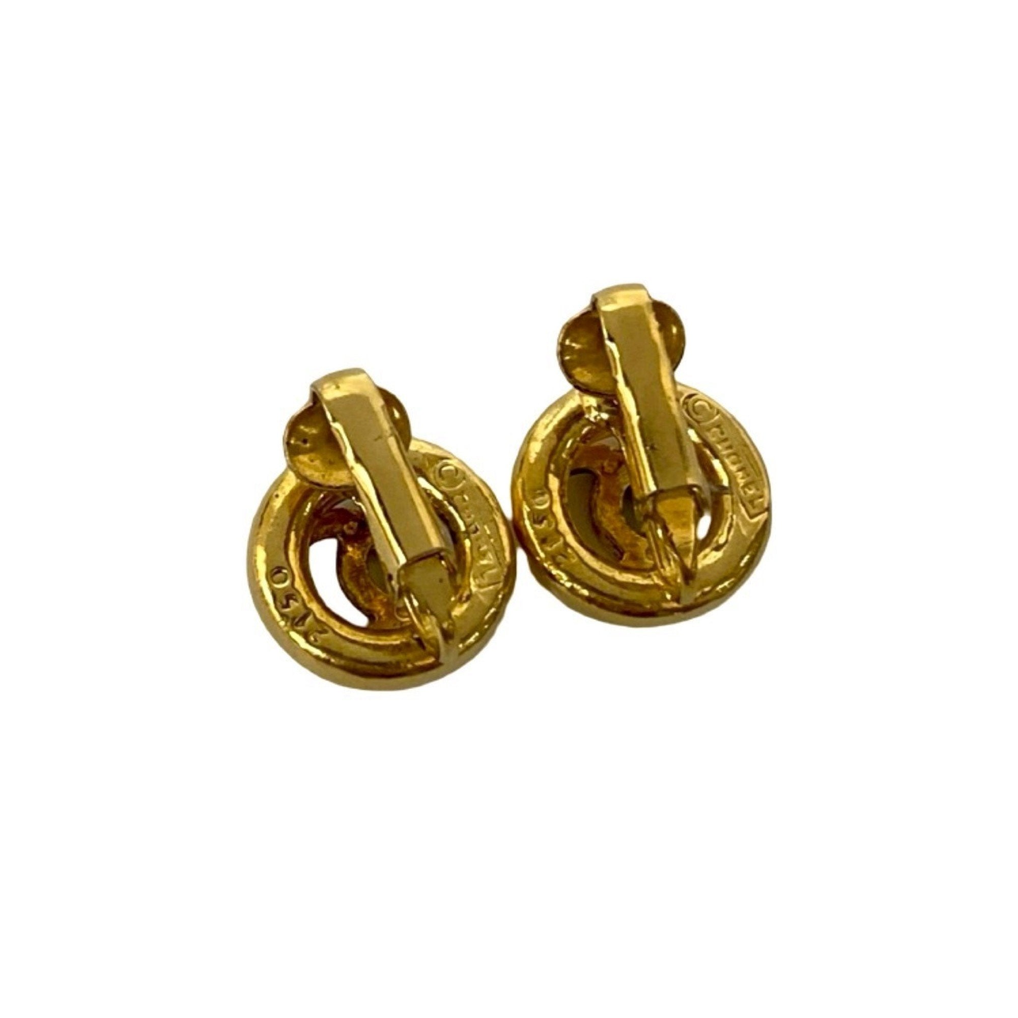 CC Logo Clip-On Earrings Metal Gold-Tone Metal