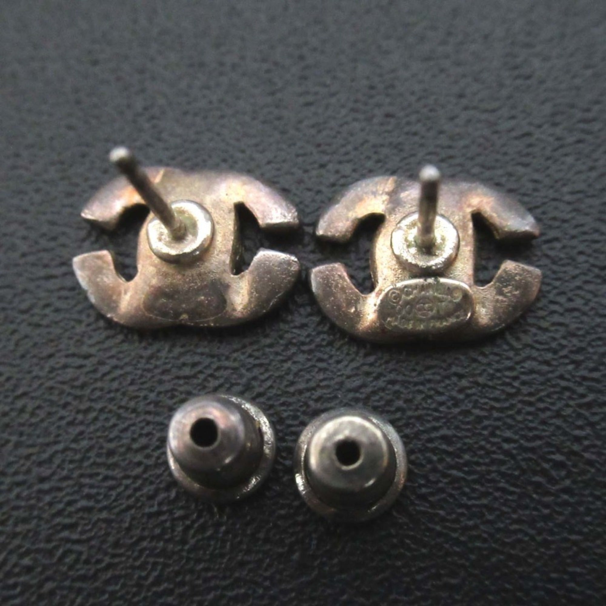CC Logo Stud Earrings Sterling Silver Silver-Tone Metal