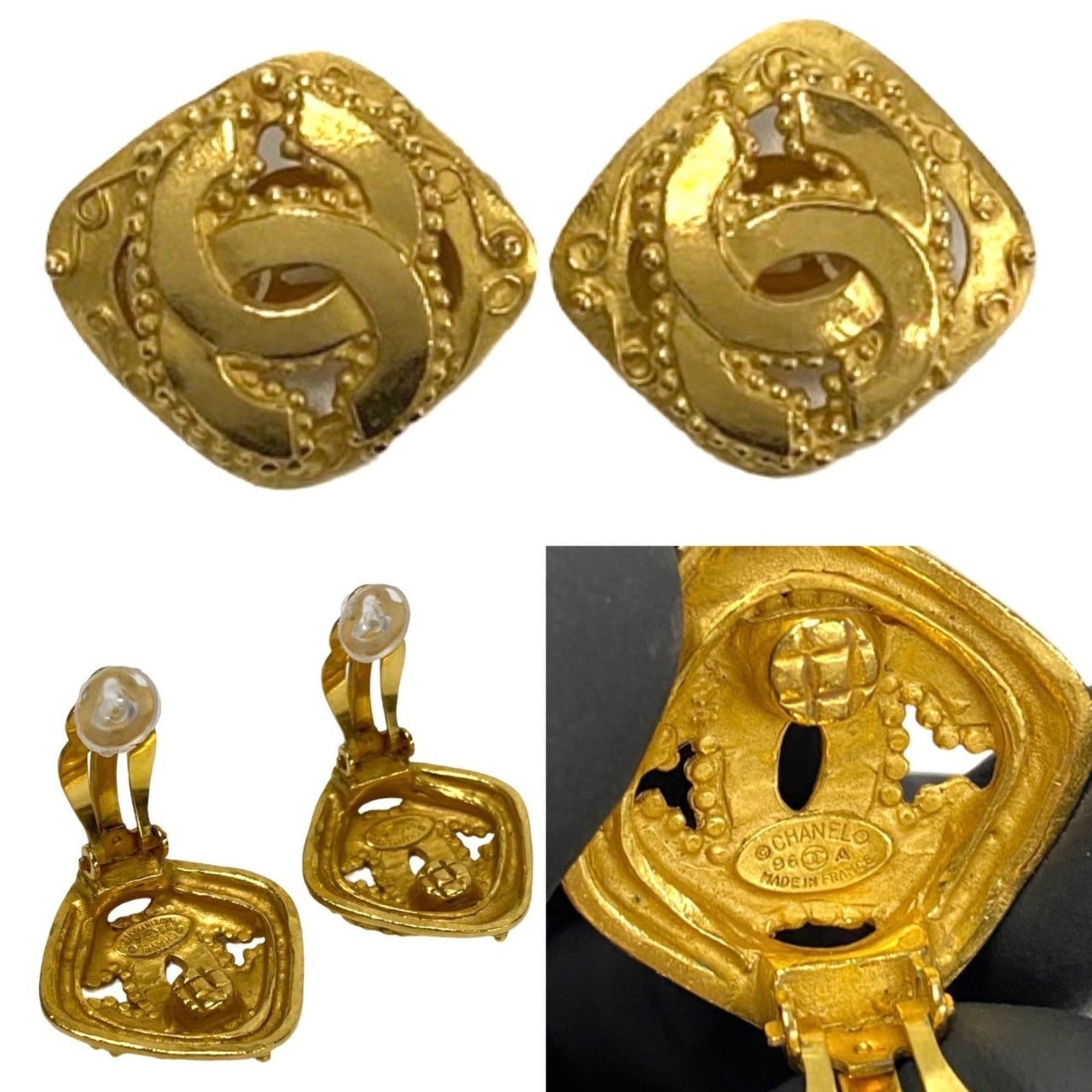 CC Logo Clip-On Earrings Metal Gold-Tone Metal