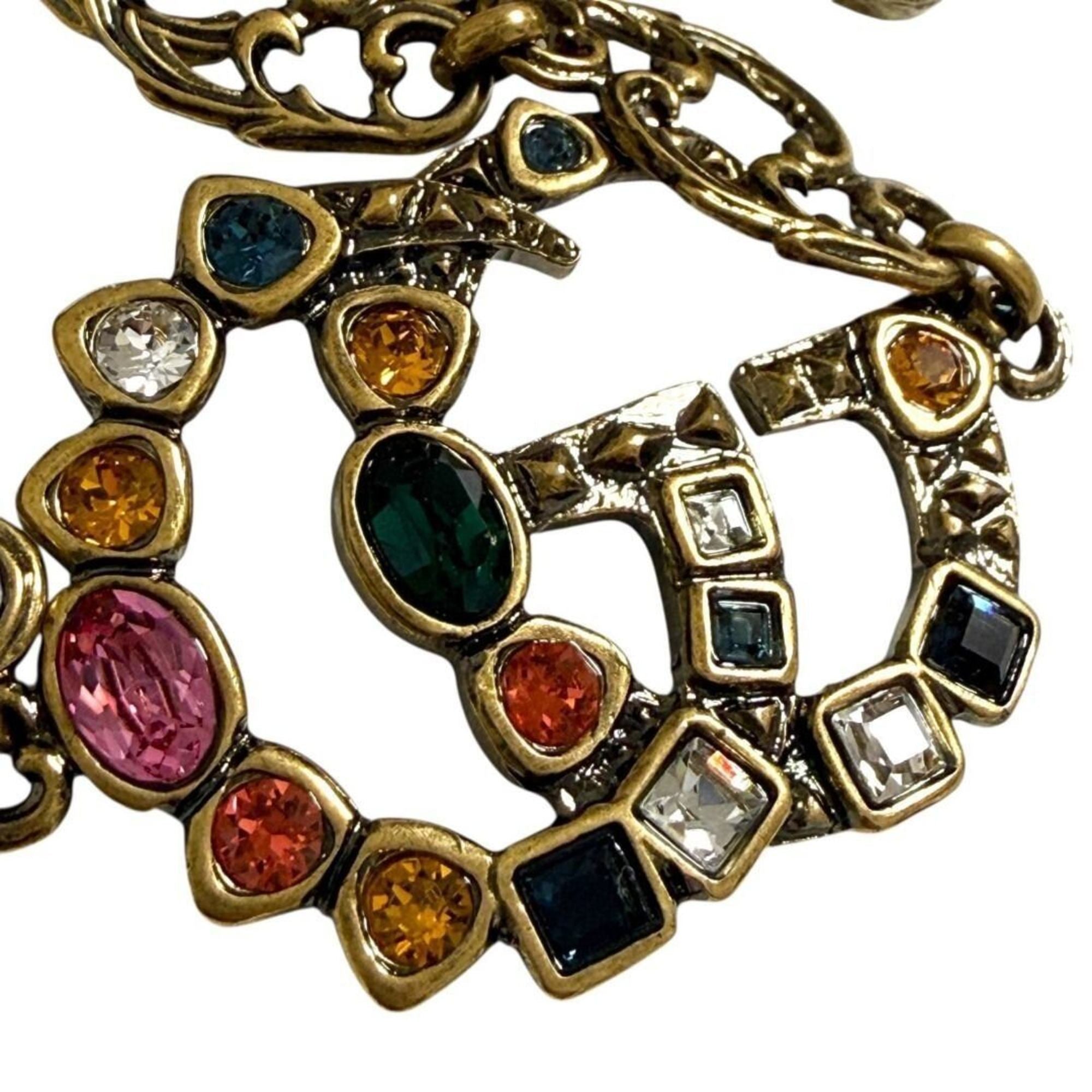 Double G Beaded Bracelet Metal and Rhinestone
