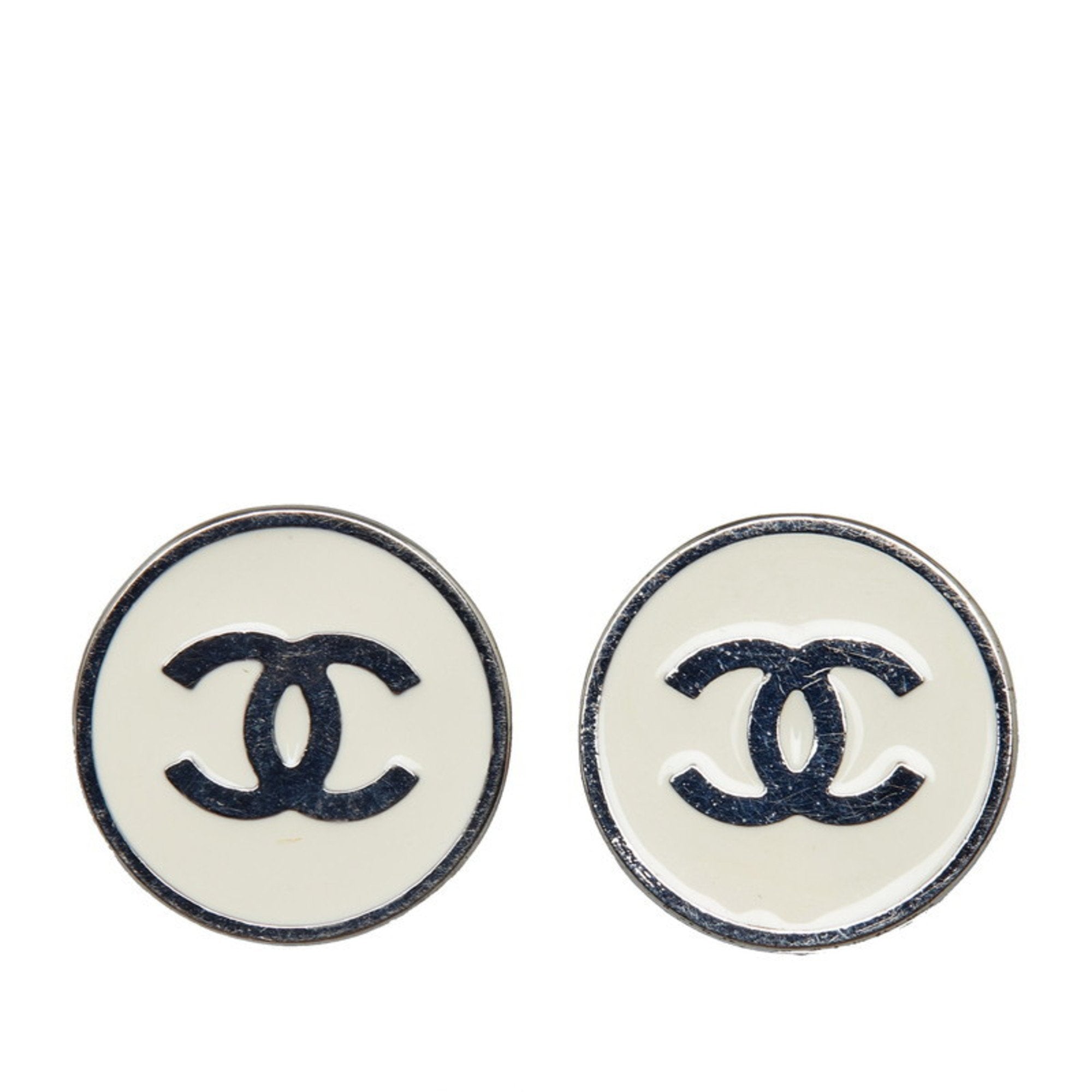 CC Logo Clip-On Earrings Silver-Tone Metal Silver-Tone Metal