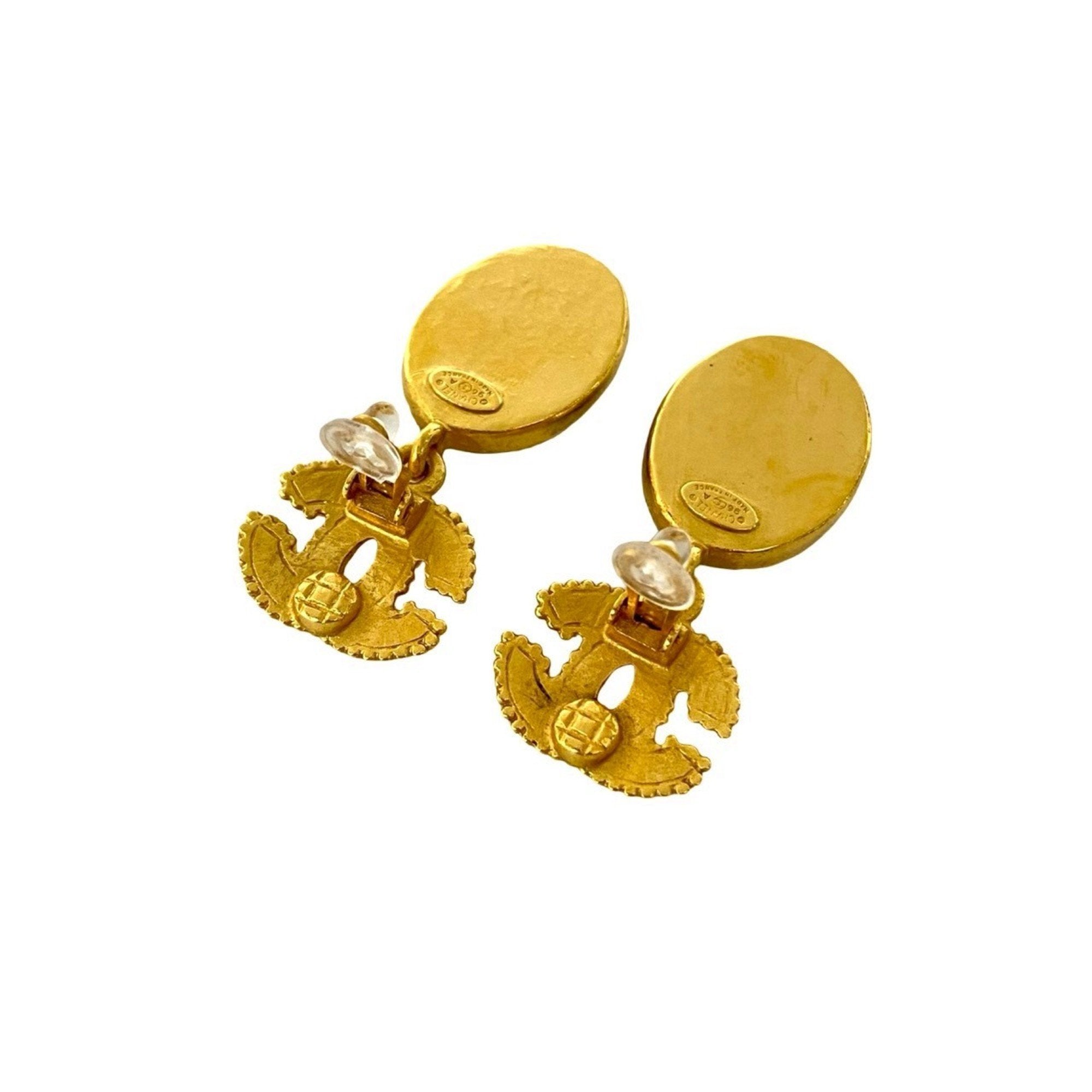 CC Logo Clip-On Earrings Metal Gold-Tone Metal
