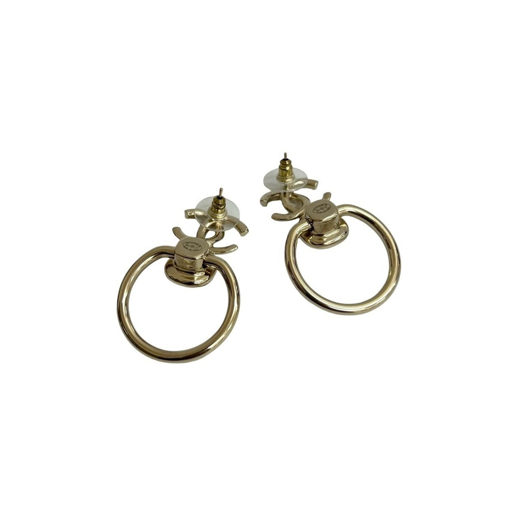 CC Logo Hoop Earrings Metal Gold-Tone Metal
