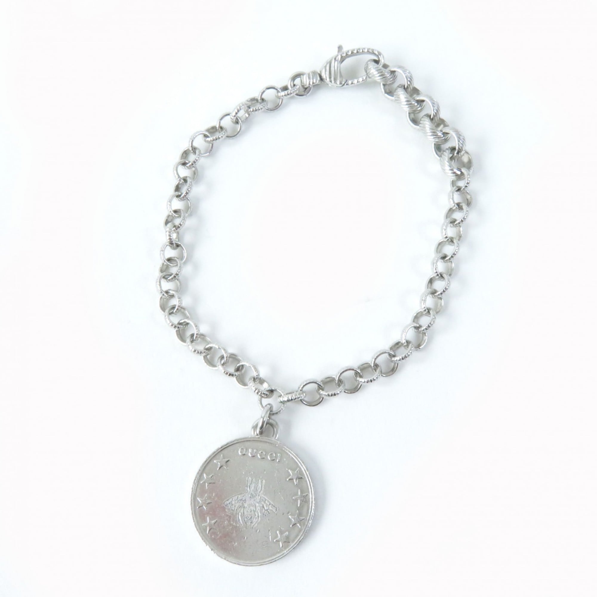 Bee Coin Interlocking G Bracelet Sterling Silver