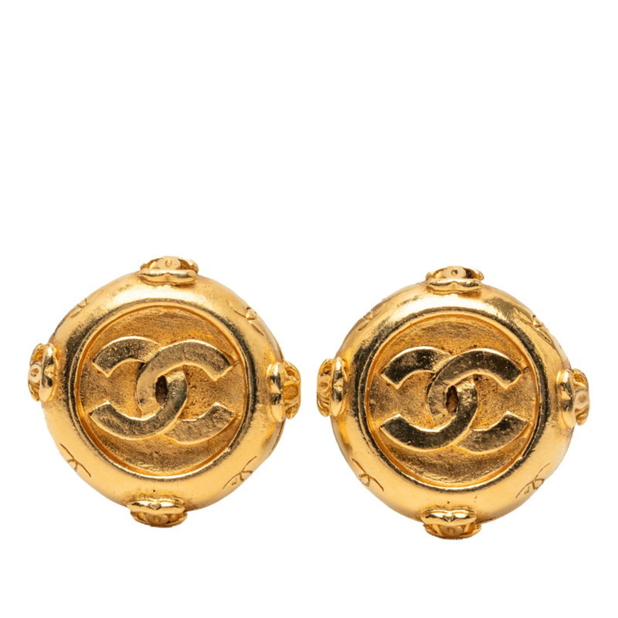 CC Logo Clip-On Earrings Metal Gold-Tone Metal