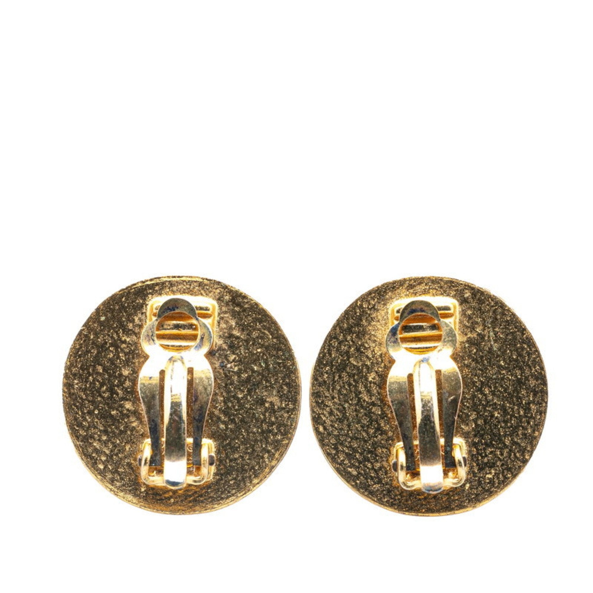 CC Logo Round Clip-On Earrings Gold-Tone Metal Gold-Tone Metal