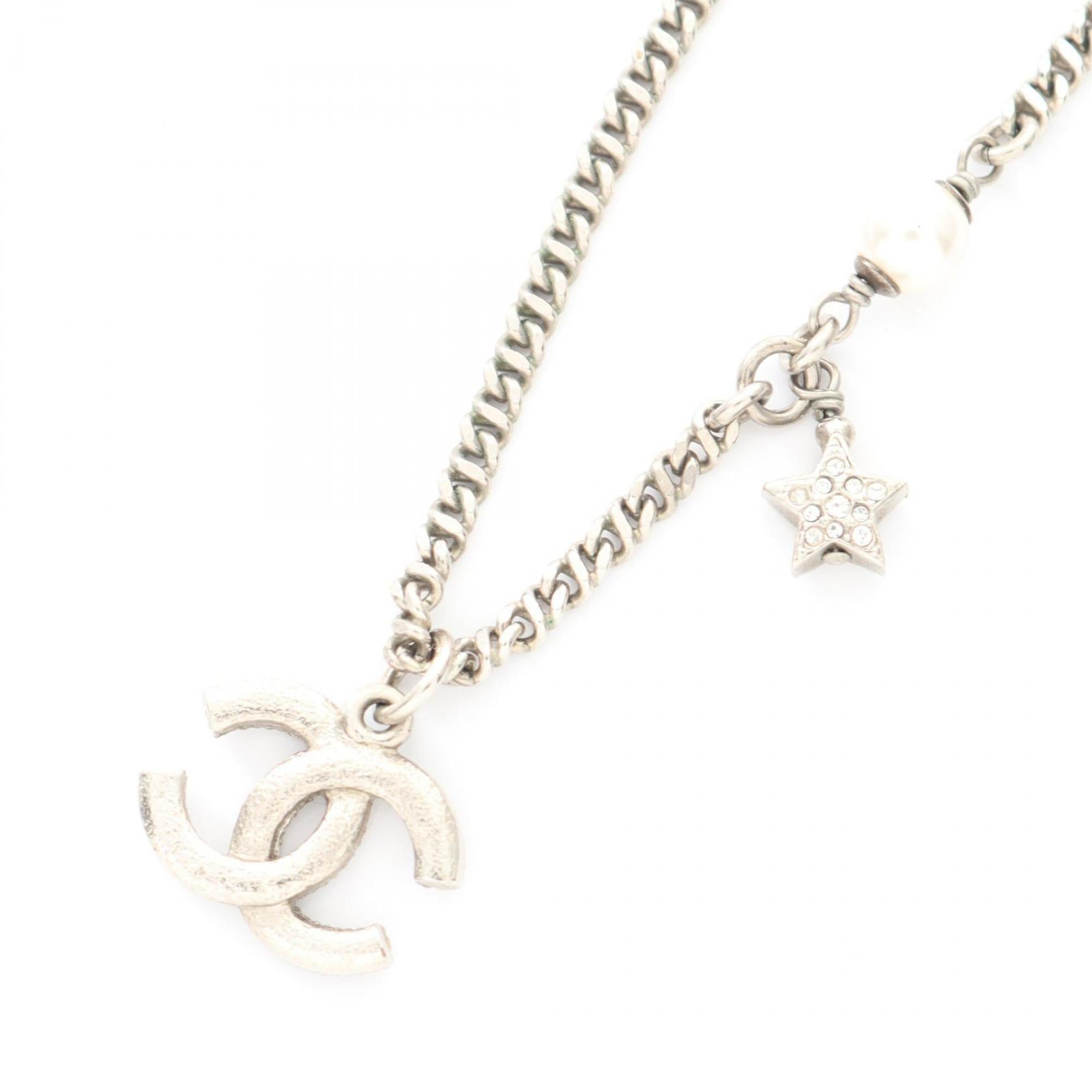 Pendant Necklace Stainless Steel and Artificial Pearl and Rhinestone