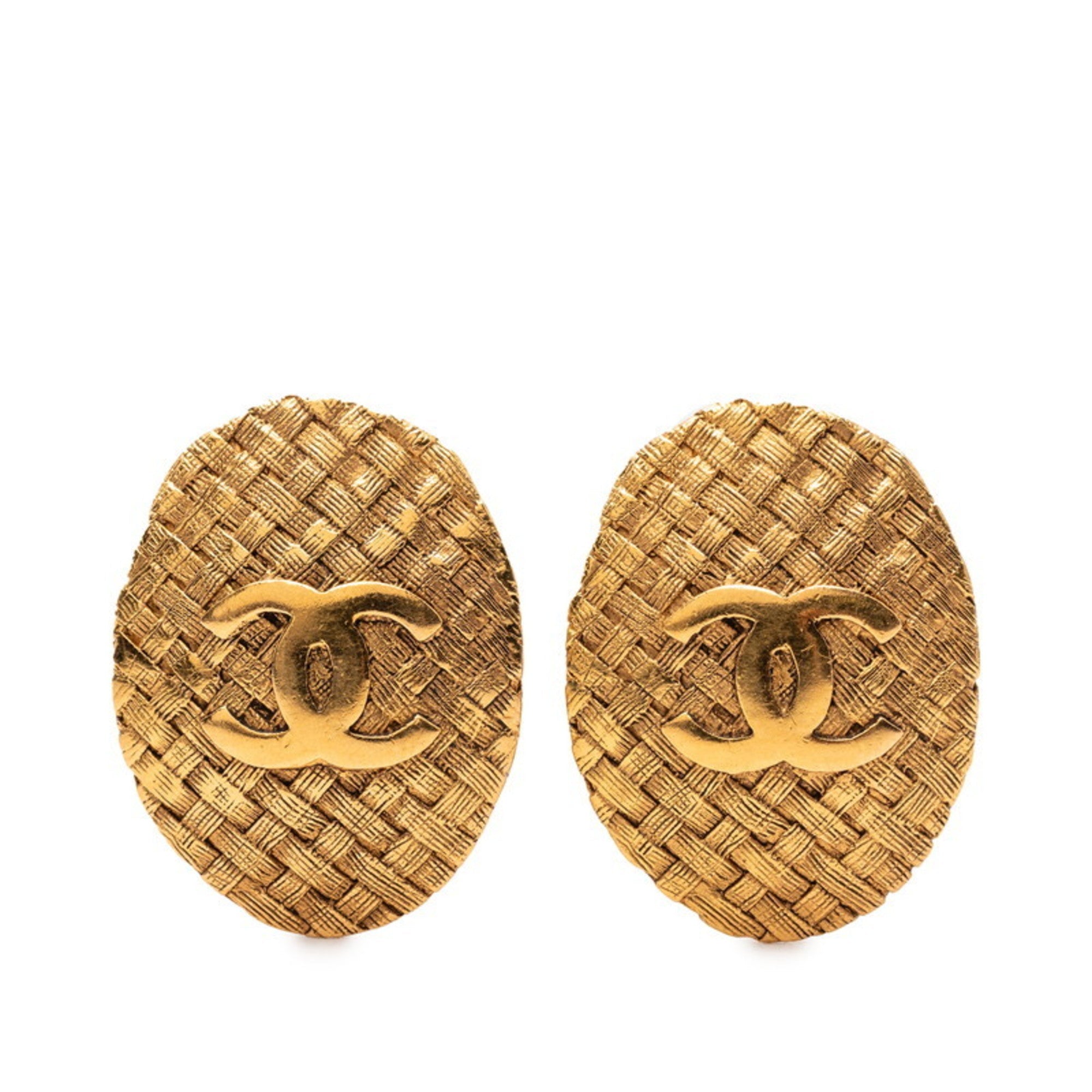 CC Logo Clip-On Earrings Metal Gold-Tone Metal