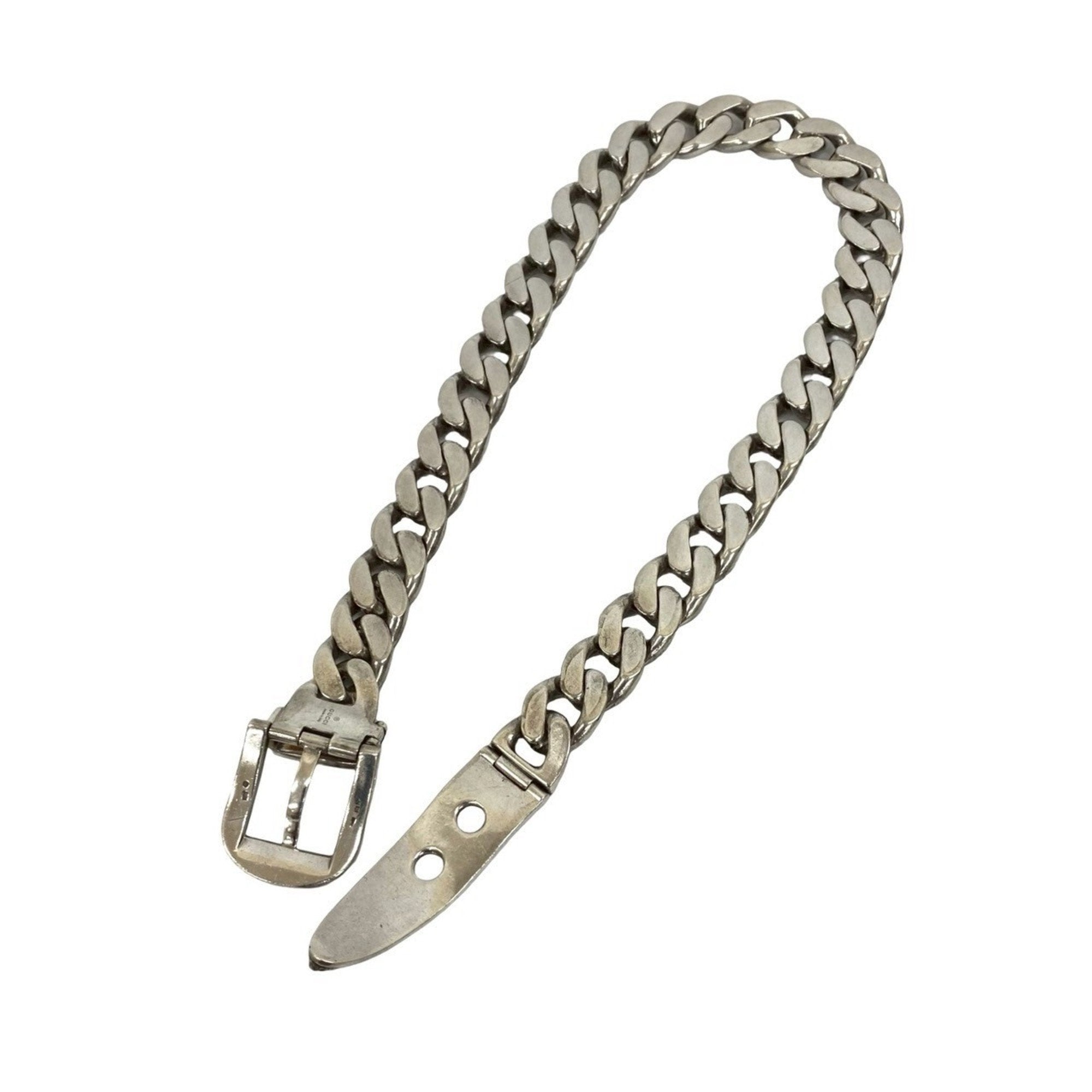 Arabesque Cat Head Curb Chain Pendant Necklace Sterling Silver