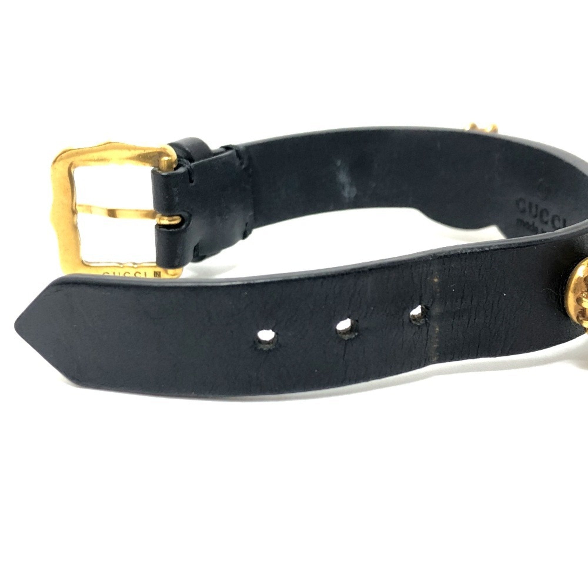Tiger Head Charm Bracelet Leather Black and Gold and Multi-Color