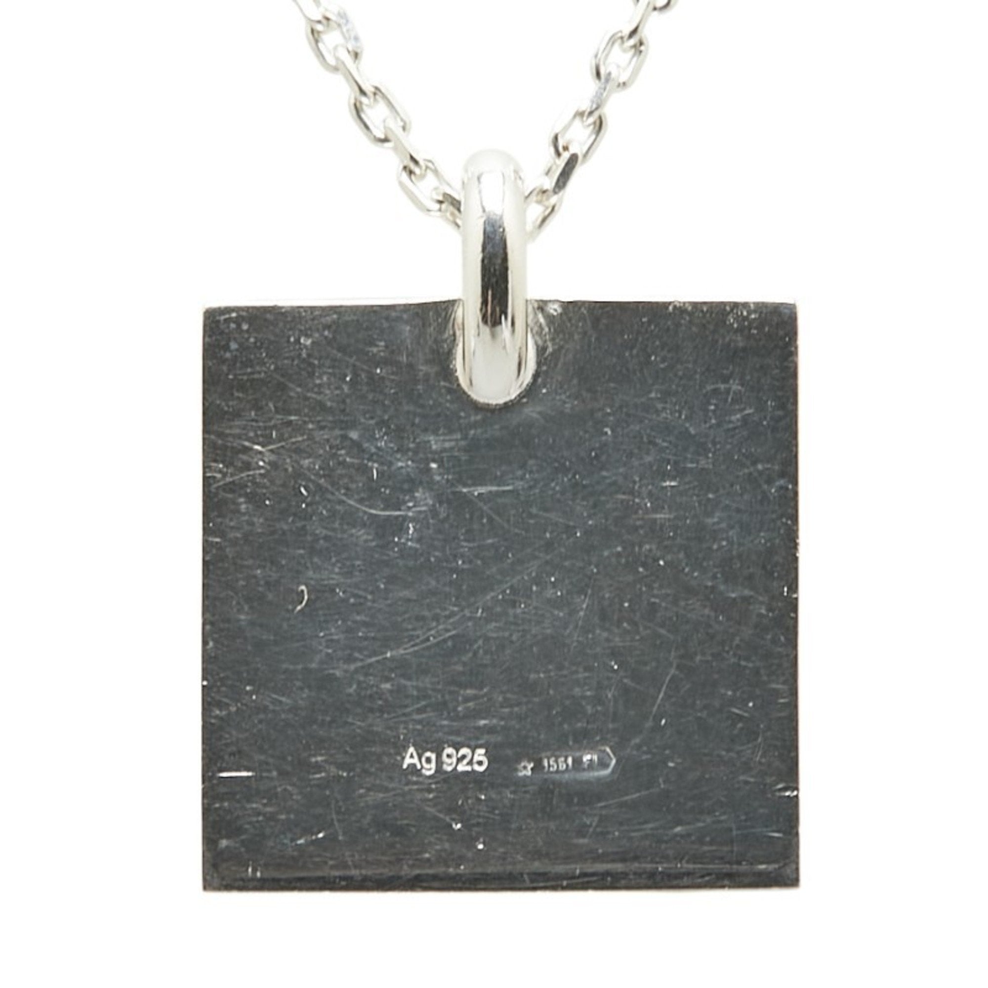 Square Plate Pendant Necklace Sterling Silver