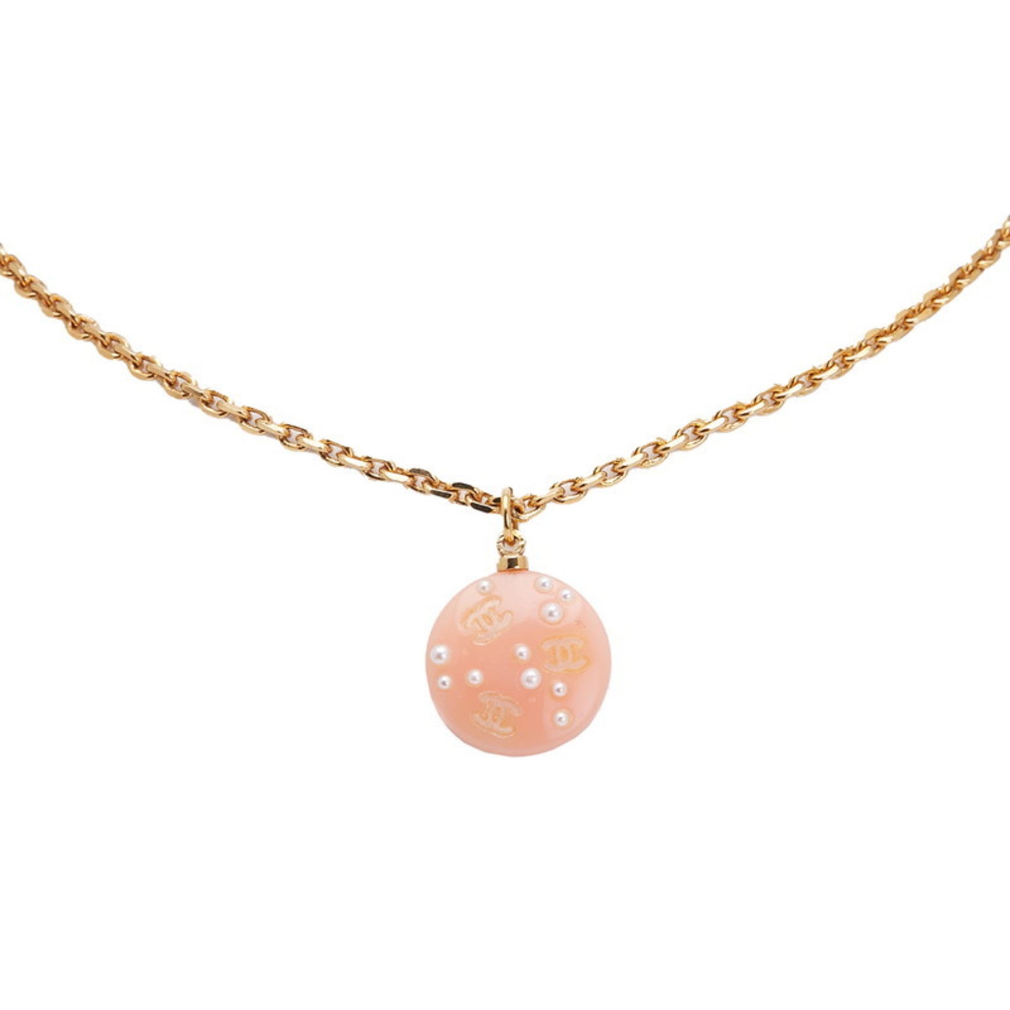 CC Logo Pendant Necklace Gold-Tone Metal