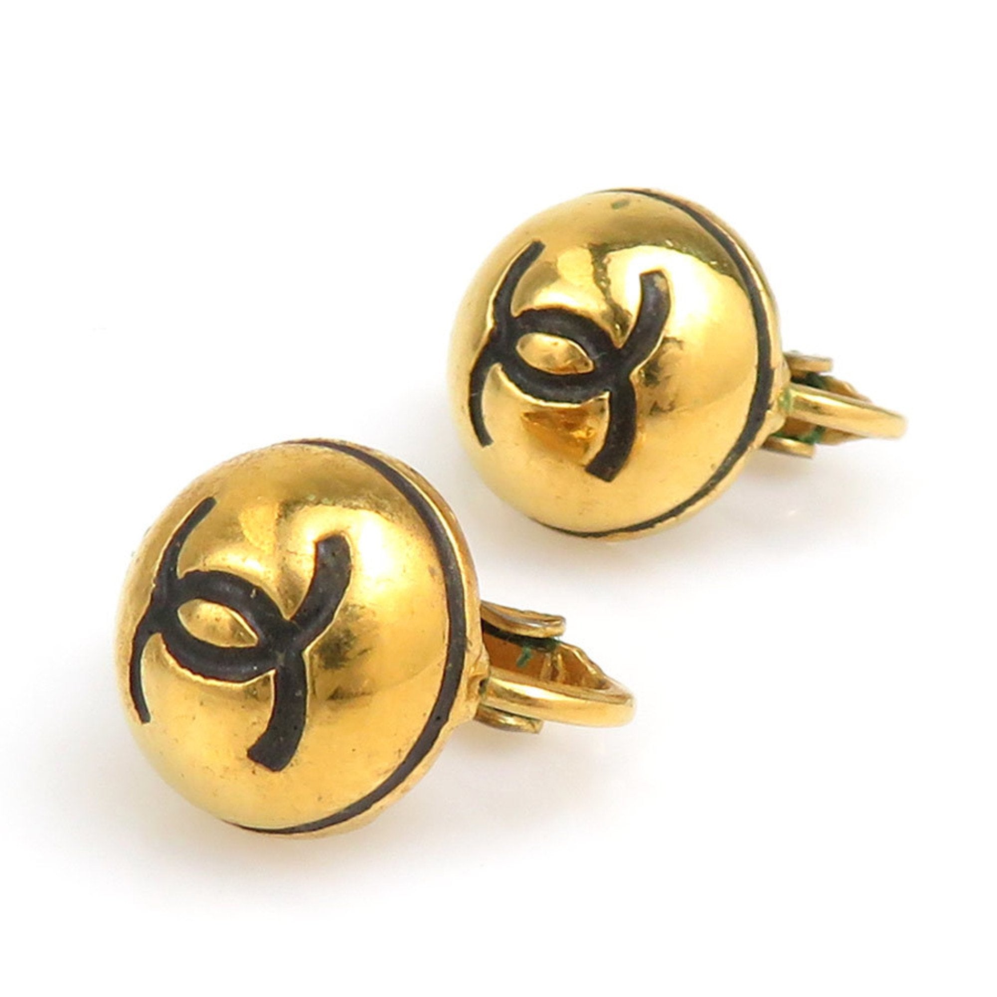 CC Logo Clip-On Earrings Gold-Tone Metal Gold-Tone Metal