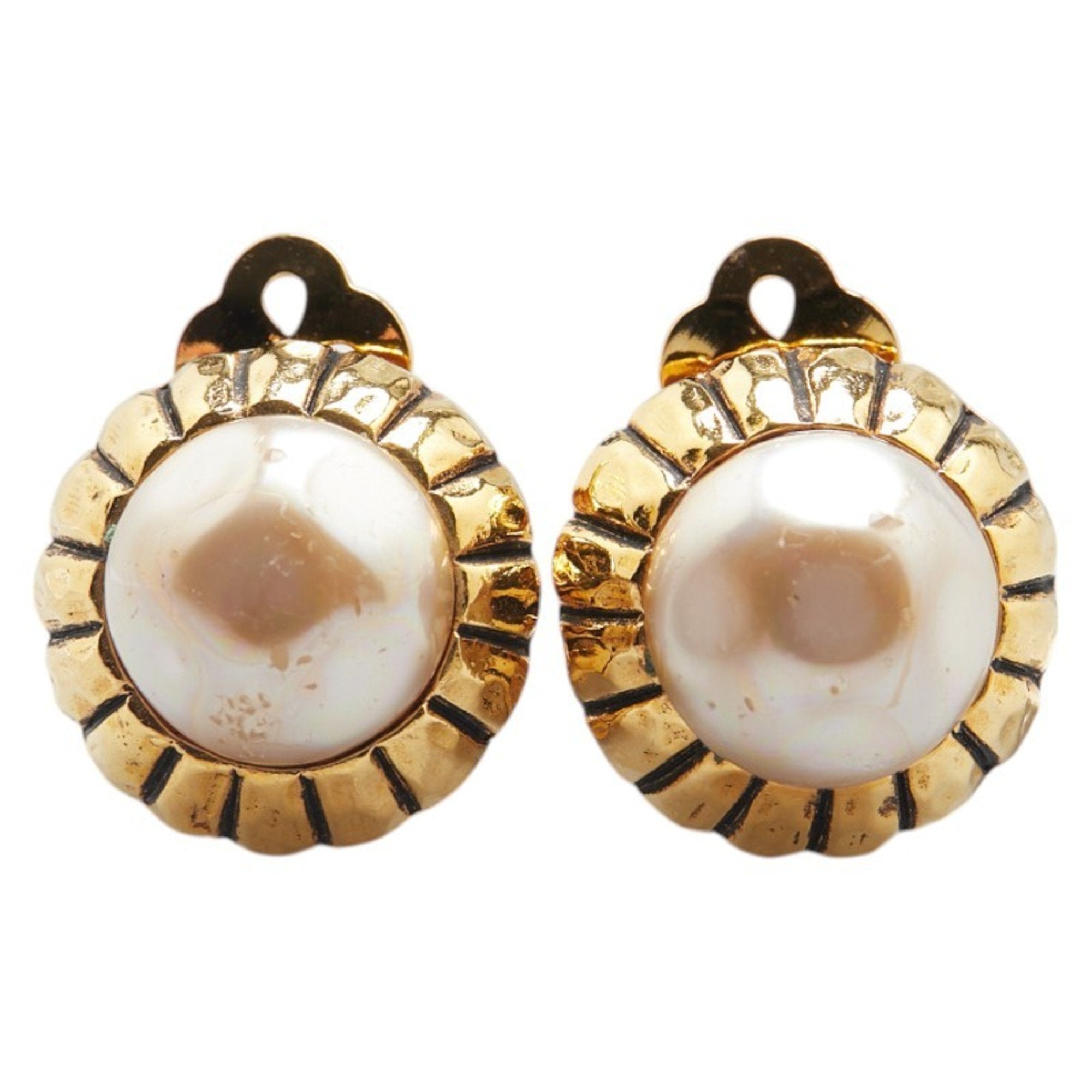 Clip-On Earrings Pearl Clip-On Gold-Tone Metal