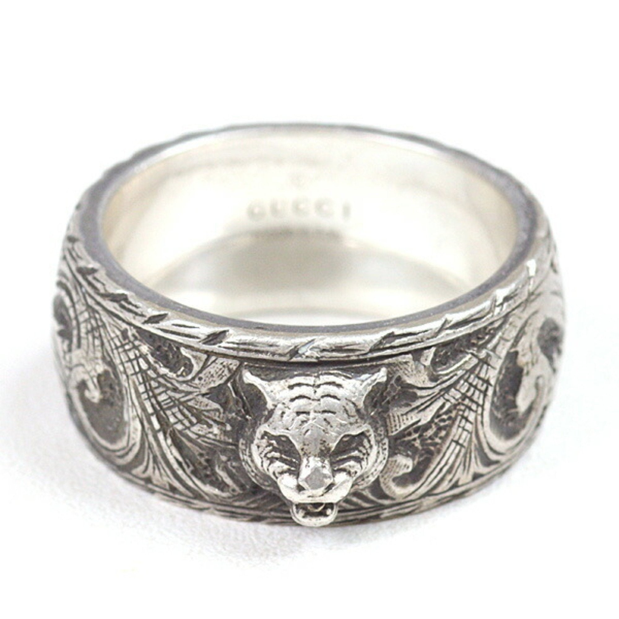 Tiger Head Arabesque Garden Ring Sterling Silver