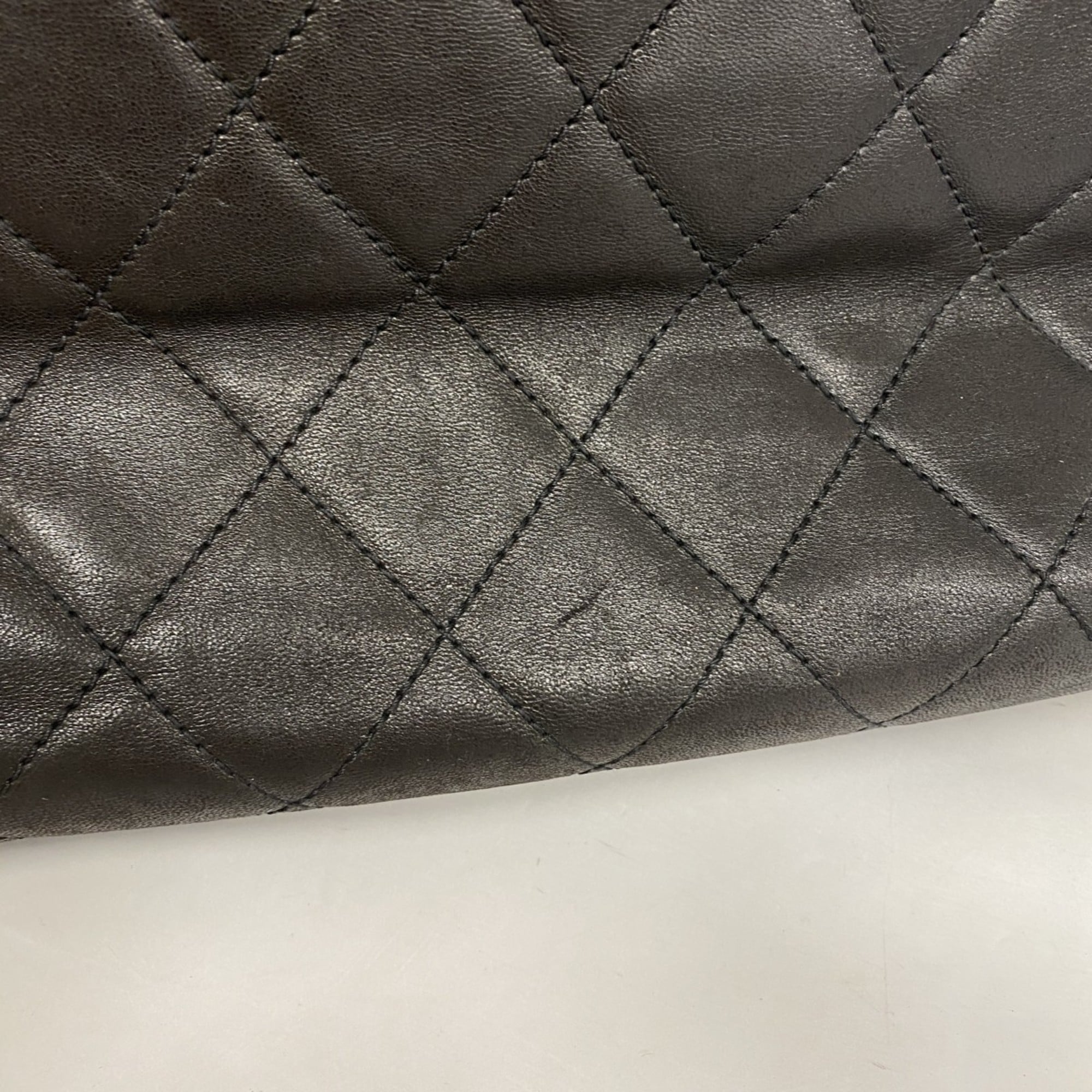 Vintage Front Pocket Shoulder Bag Quilted Lambskin Large