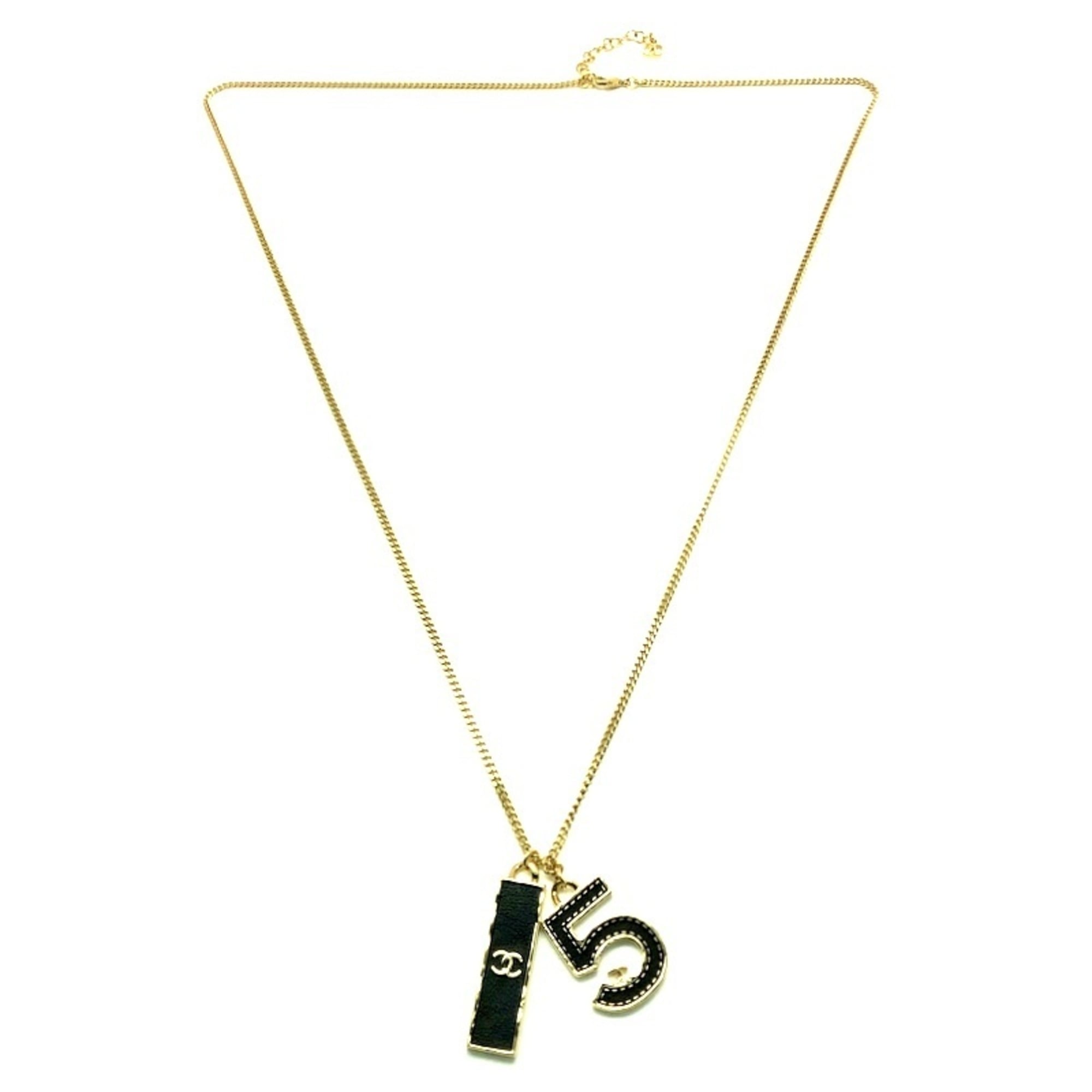 CC Logo Pendant Necklace Gold-Tone Metal
