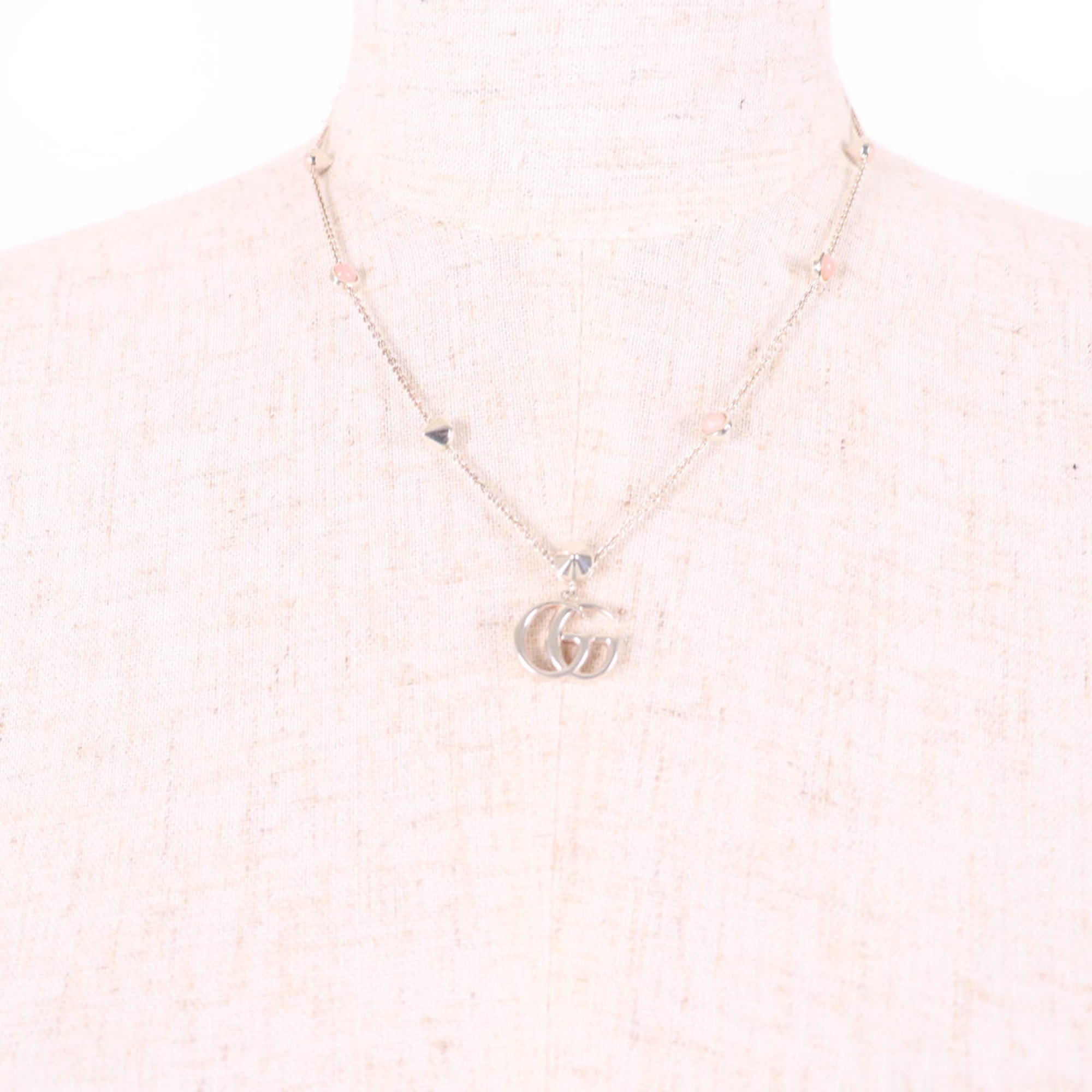 Pendant Necklace Sterling Silver with Mother of Pearl and Color Stone