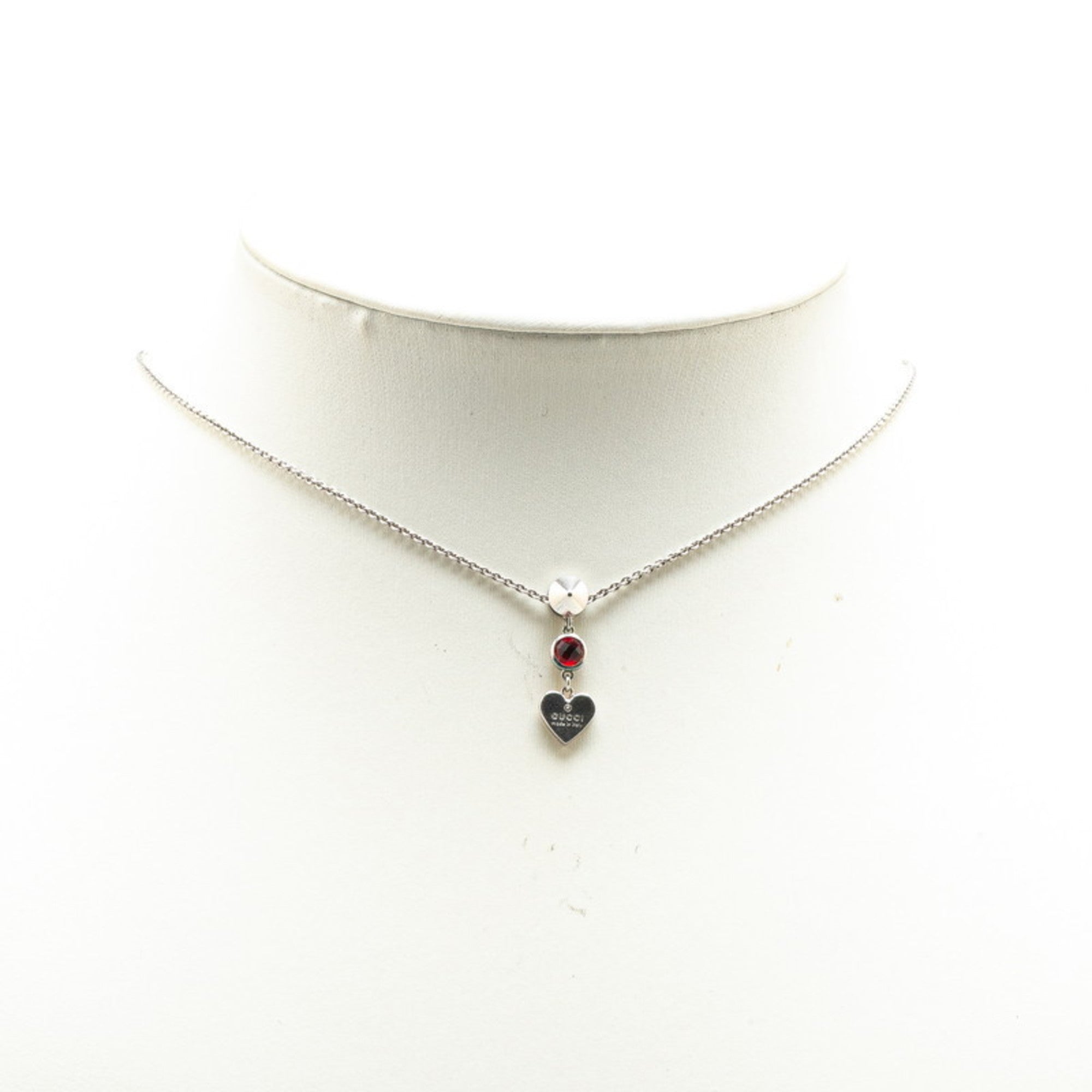 Heart Stud Pendant Necklace Sterling Silver