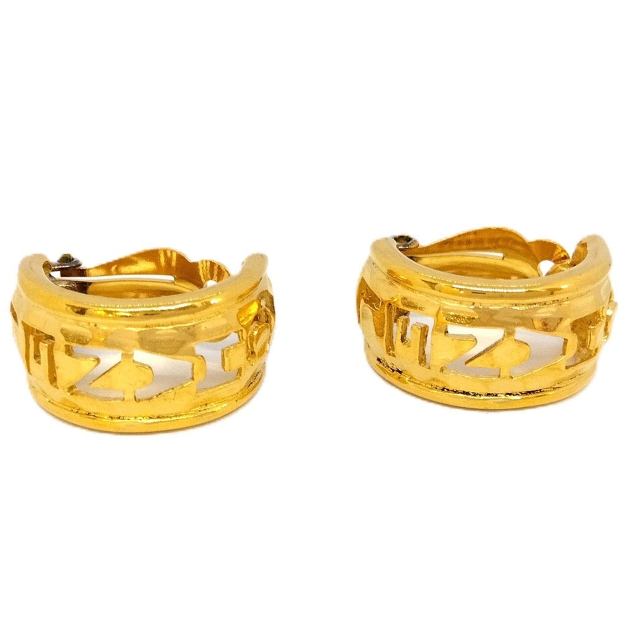 Clip-On Earrings Logo Hoop Gold-Tone Metal