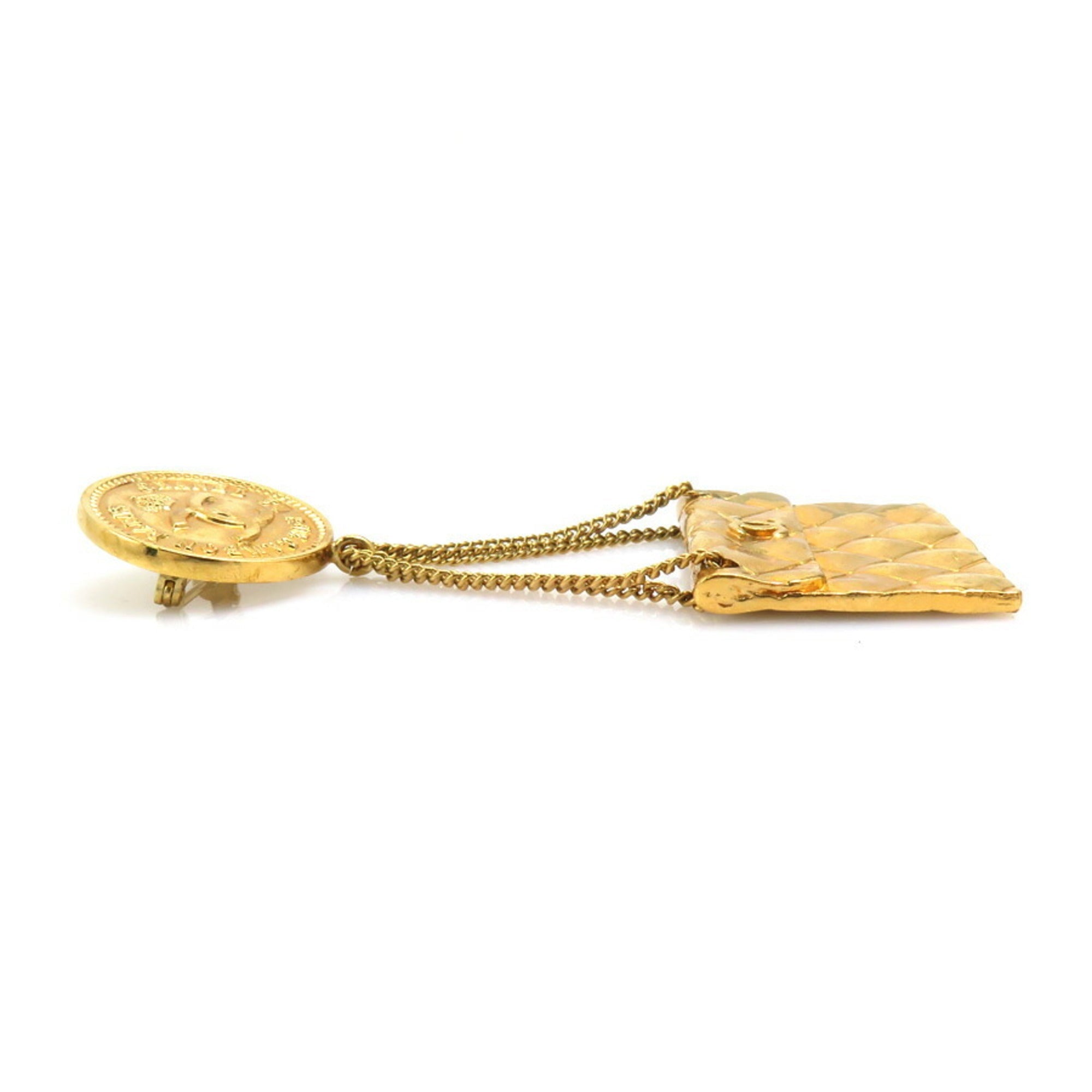 CC Logo Brooch Gold-Tone Metal
