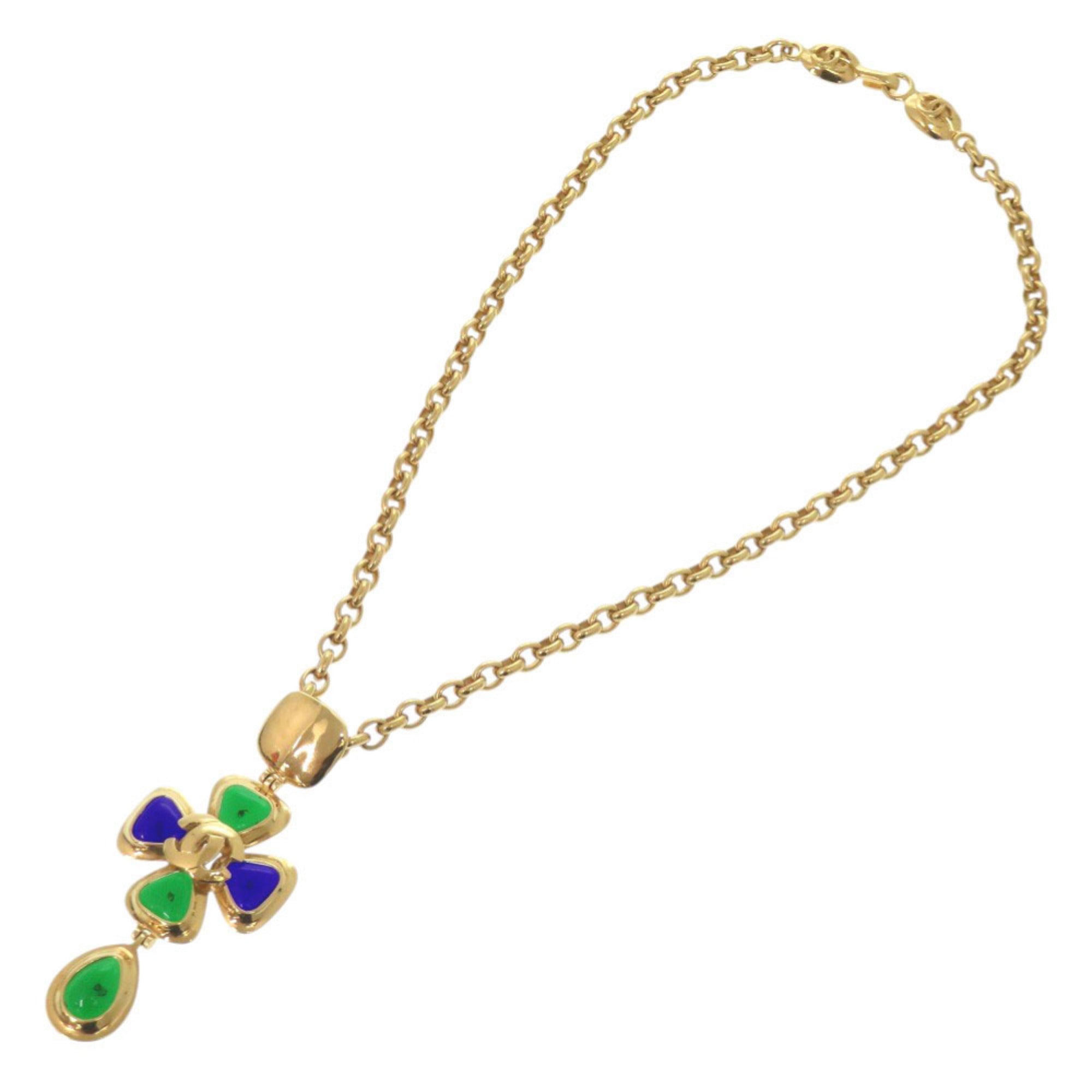 CC Logo Pendant Necklace Gold-Tone Metal